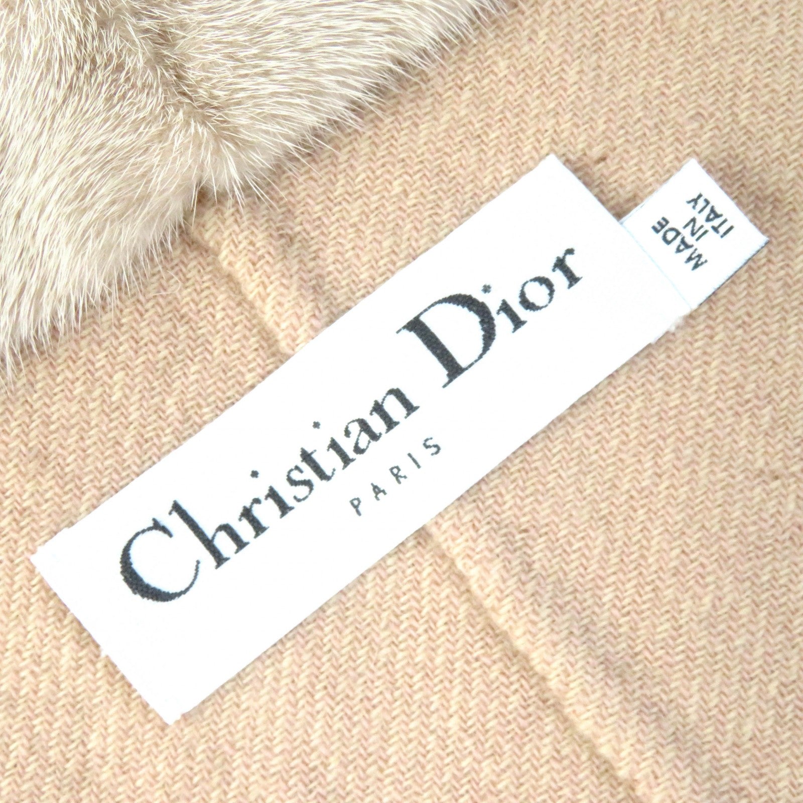 Dior Mink Fur Collar Mohair Knit Coat Beige 40