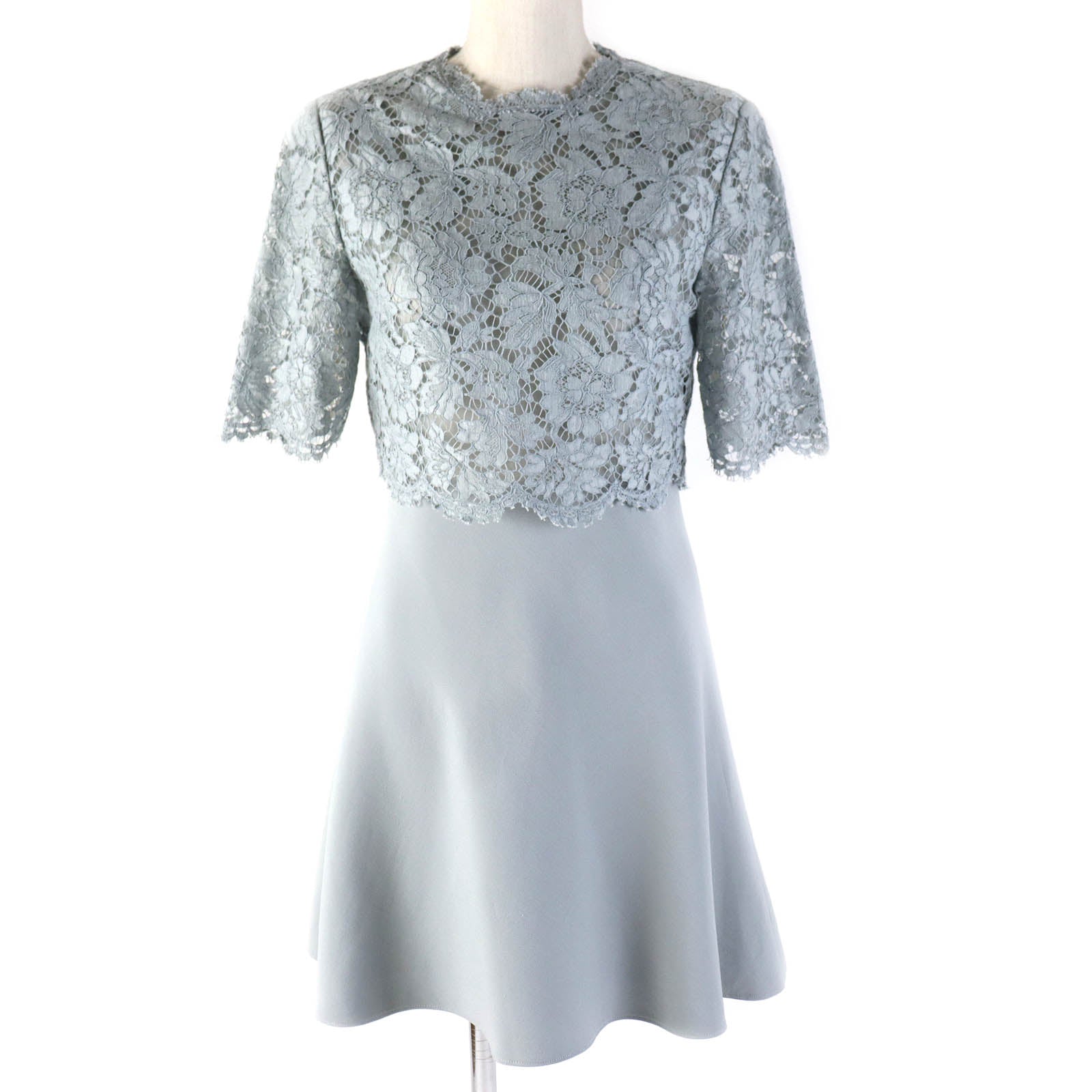 Valentino Wool Silk Blend Lace Dress