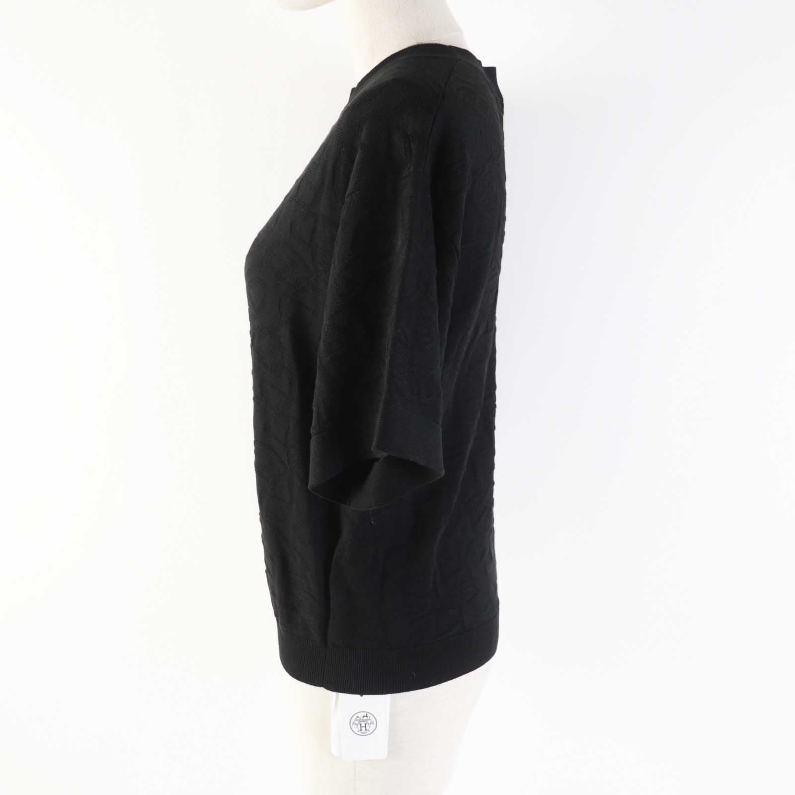 Hermes Silk Cotton Knit T-Shirt Black 34