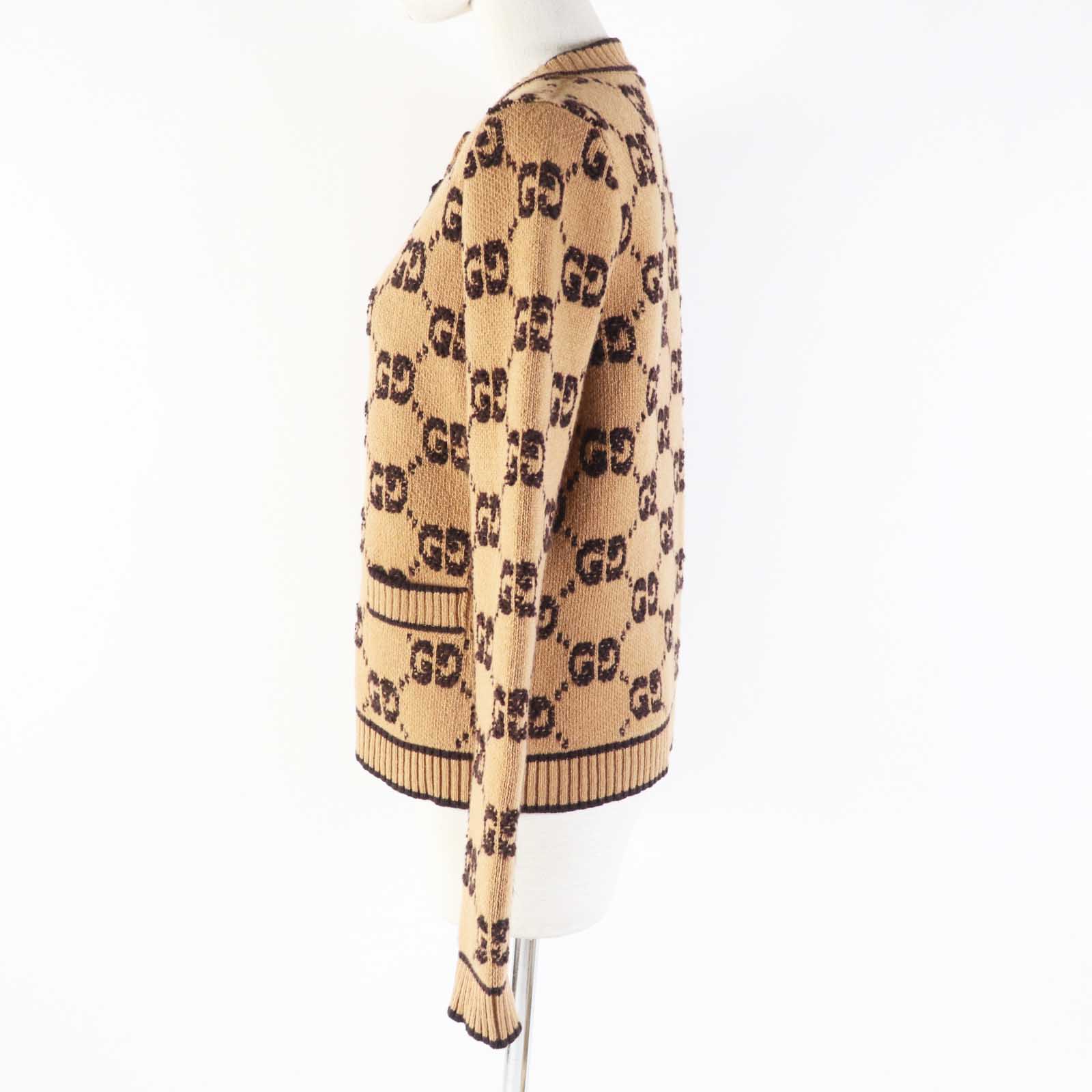 Gucci GG Wool Jacquard Cardigan Brown S