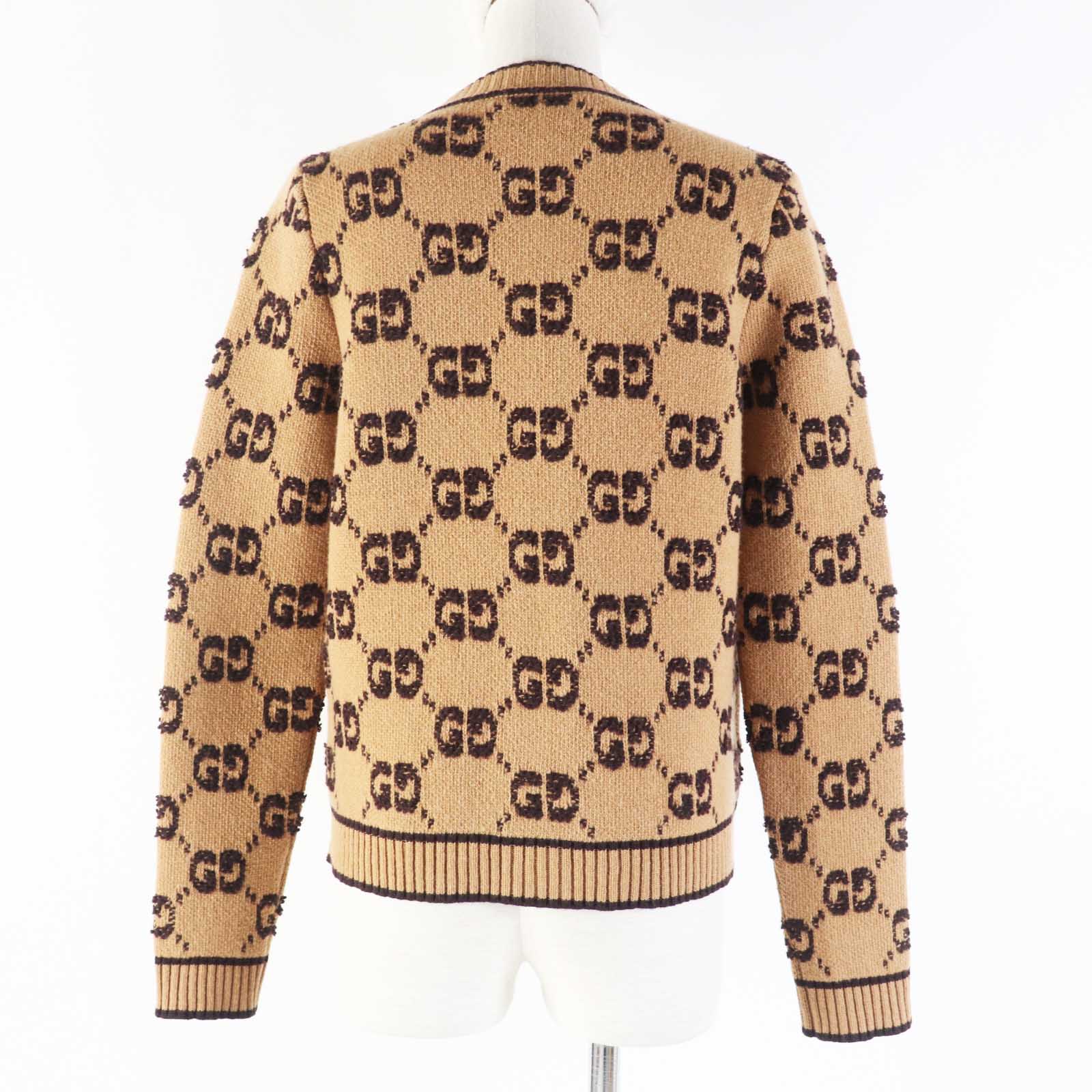 Gucci GG Wool Jacquard Cardigan Brown S