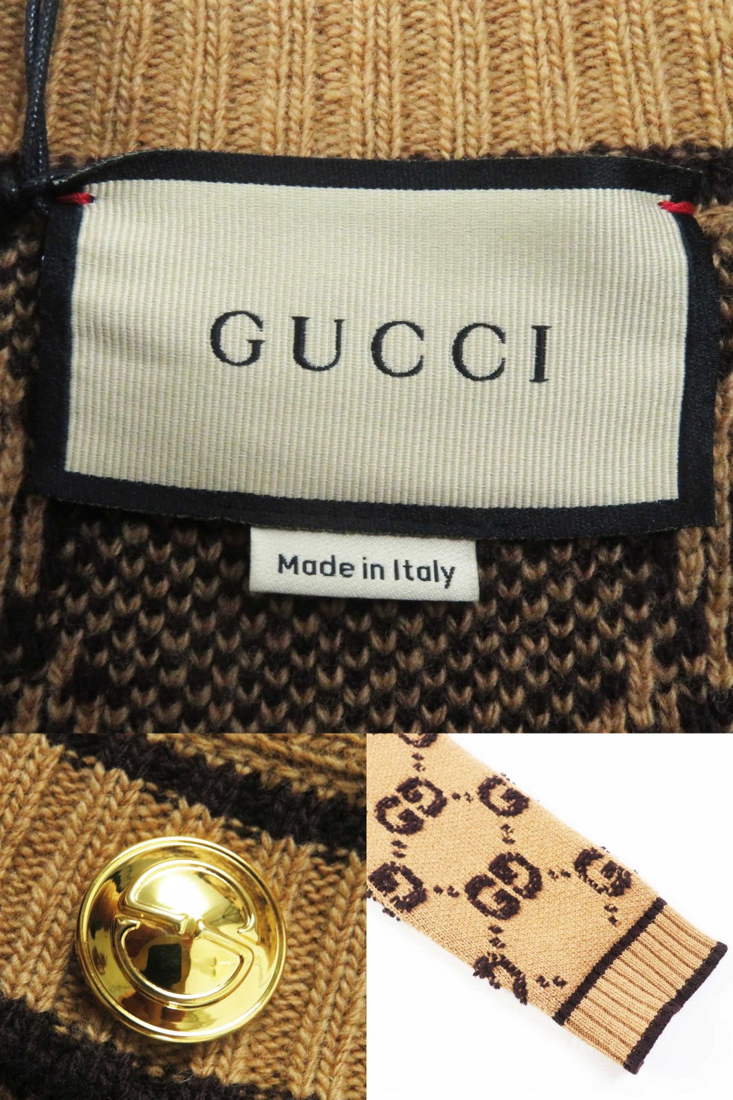 Gucci GG Wool Jacquard Cardigan Brown S