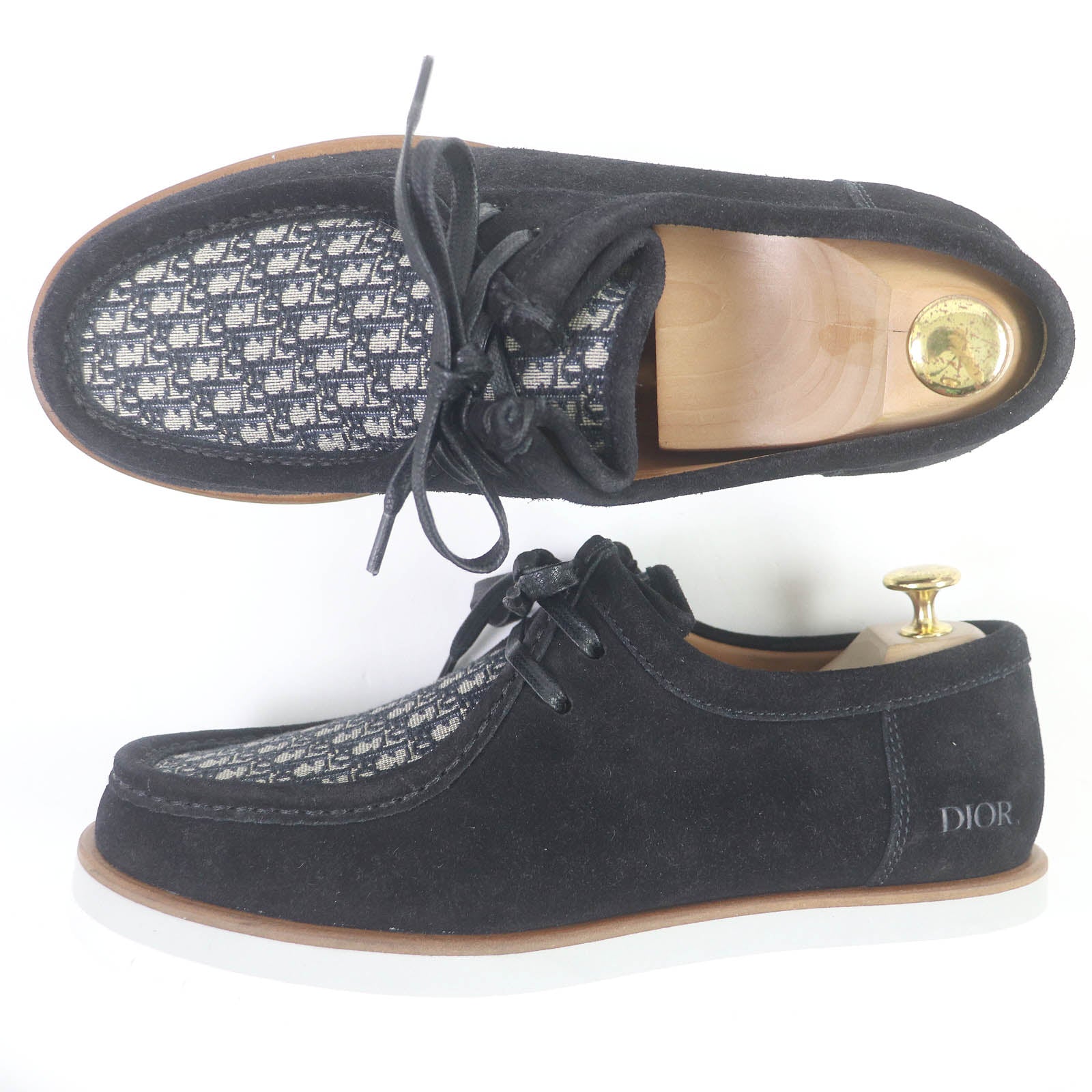 Dior Oblique Suede Leather Boat Shoes Black 41