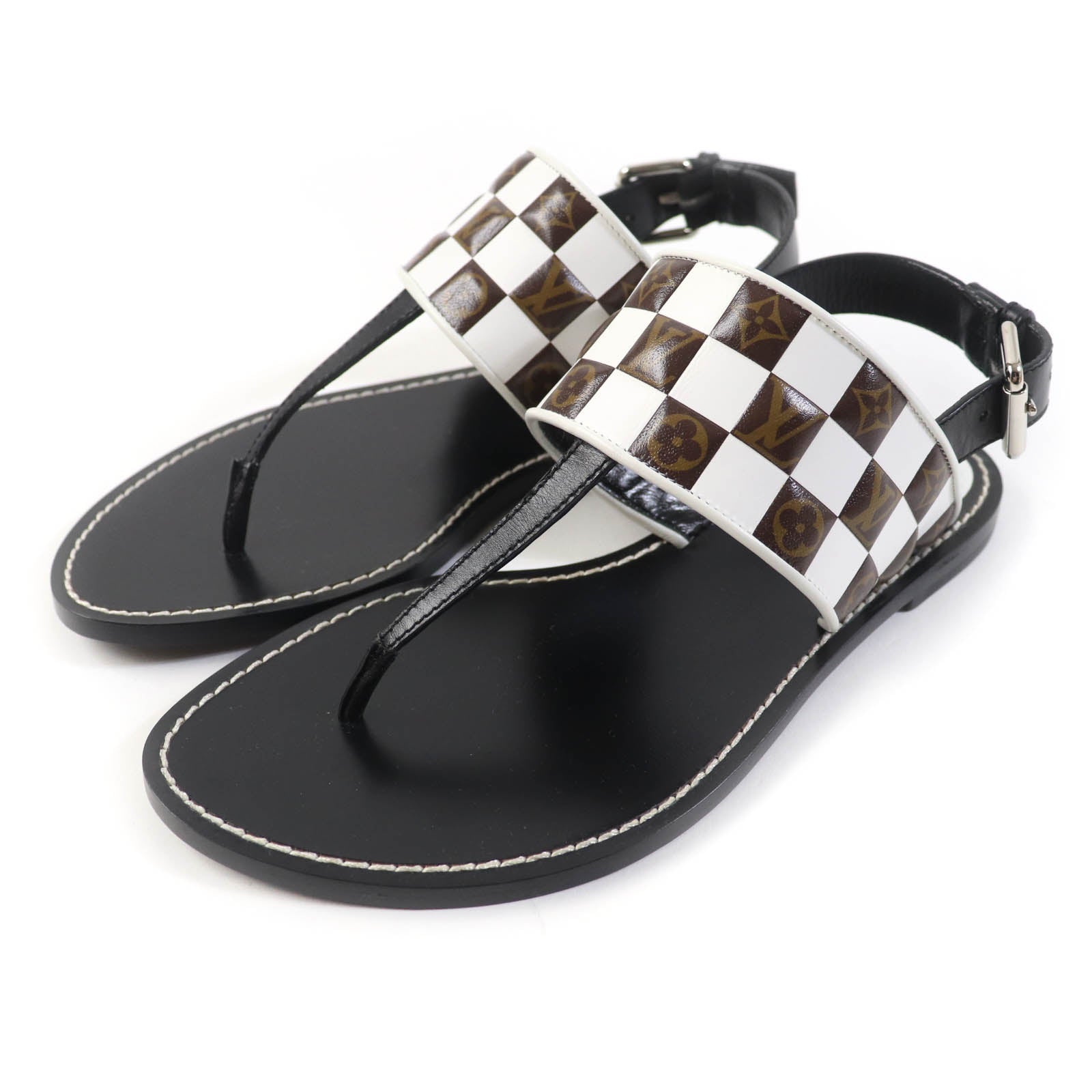 Louis Vuitton Monogram Damier Leather Sandals 37.5