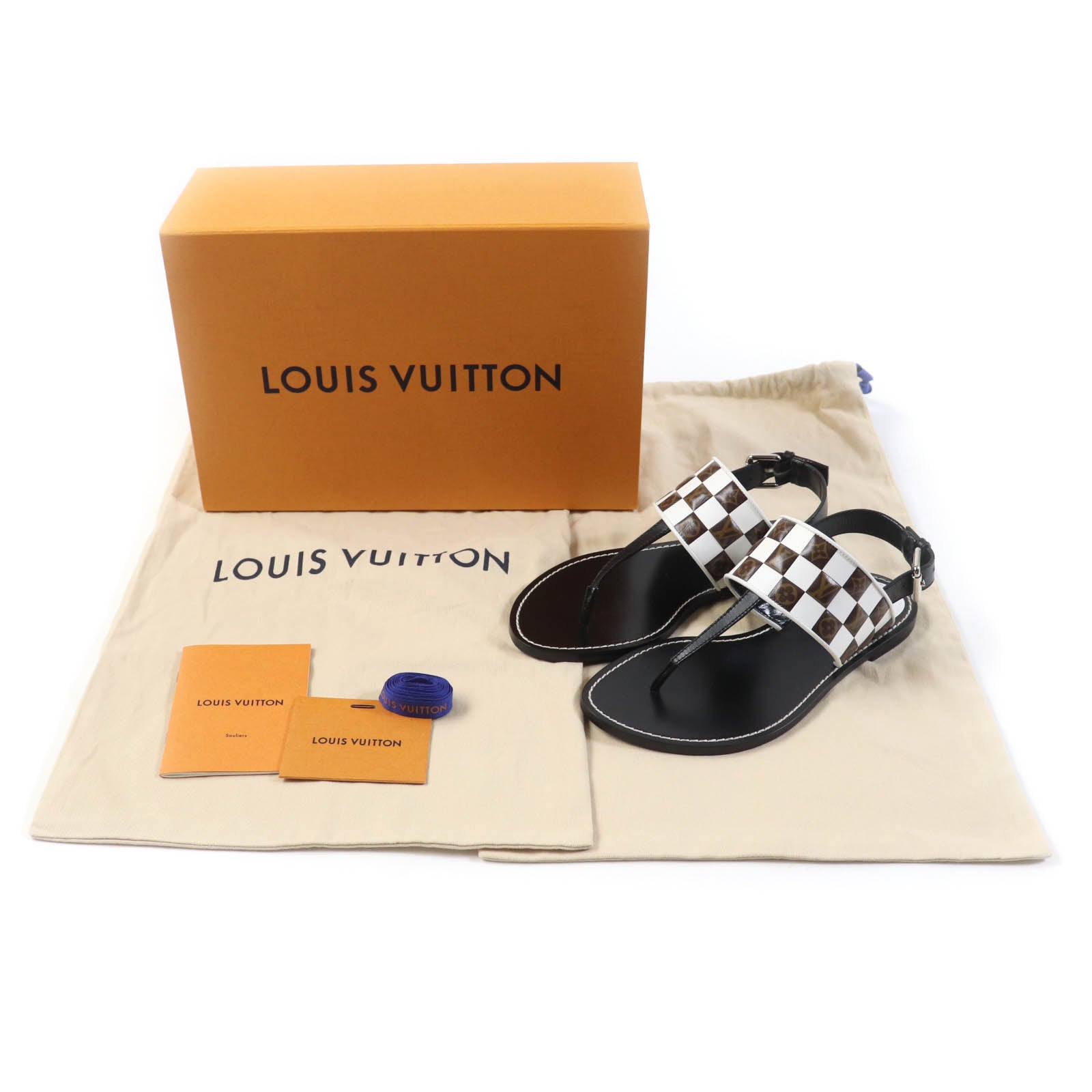 Louis Vuitton Monogram Damier Leather Sandals 37.5