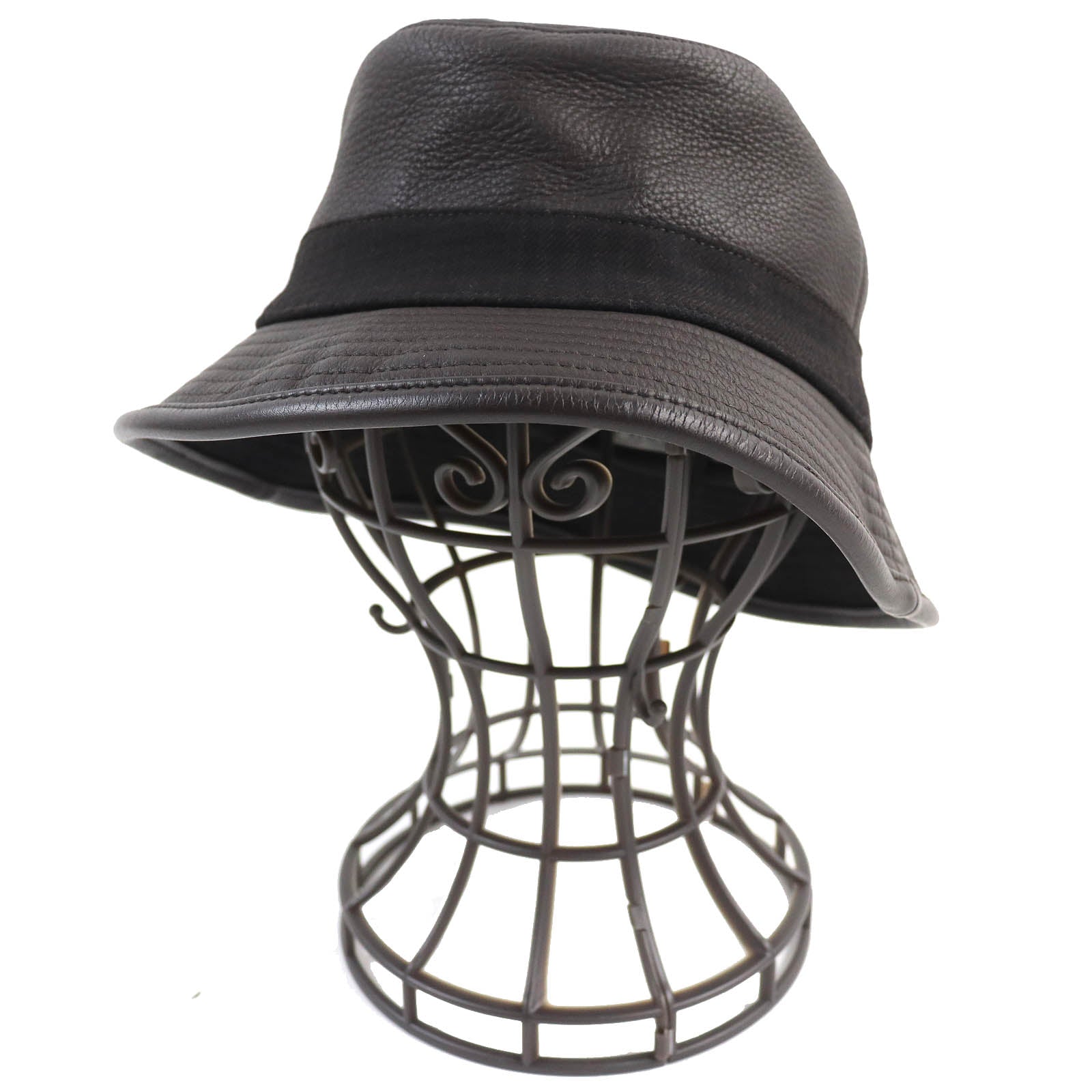 Hermes Deerskin Bucket Hat Check Pattern