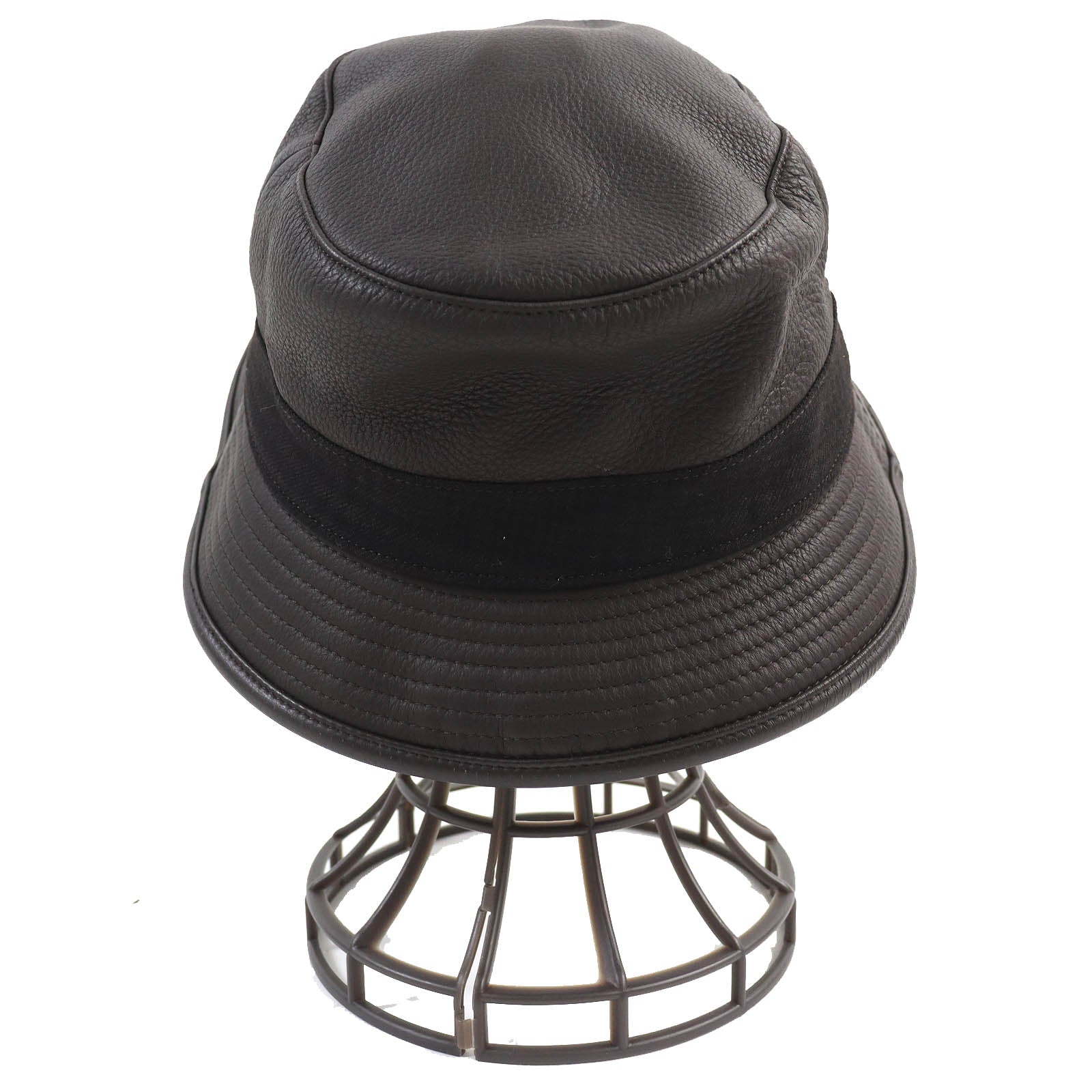 Hermes Deerskin Bucket Hat Check Pattern