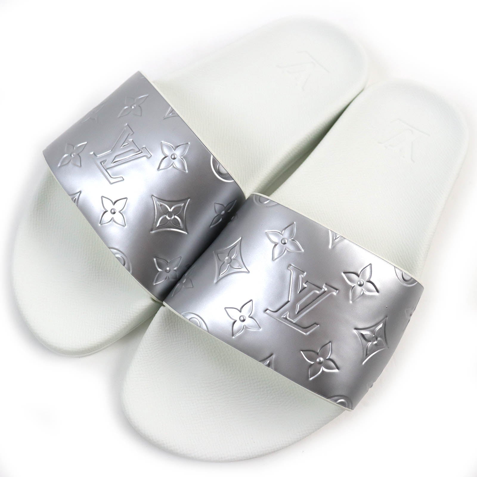 Louis Vuitton Monogram Slide Sandals Silver