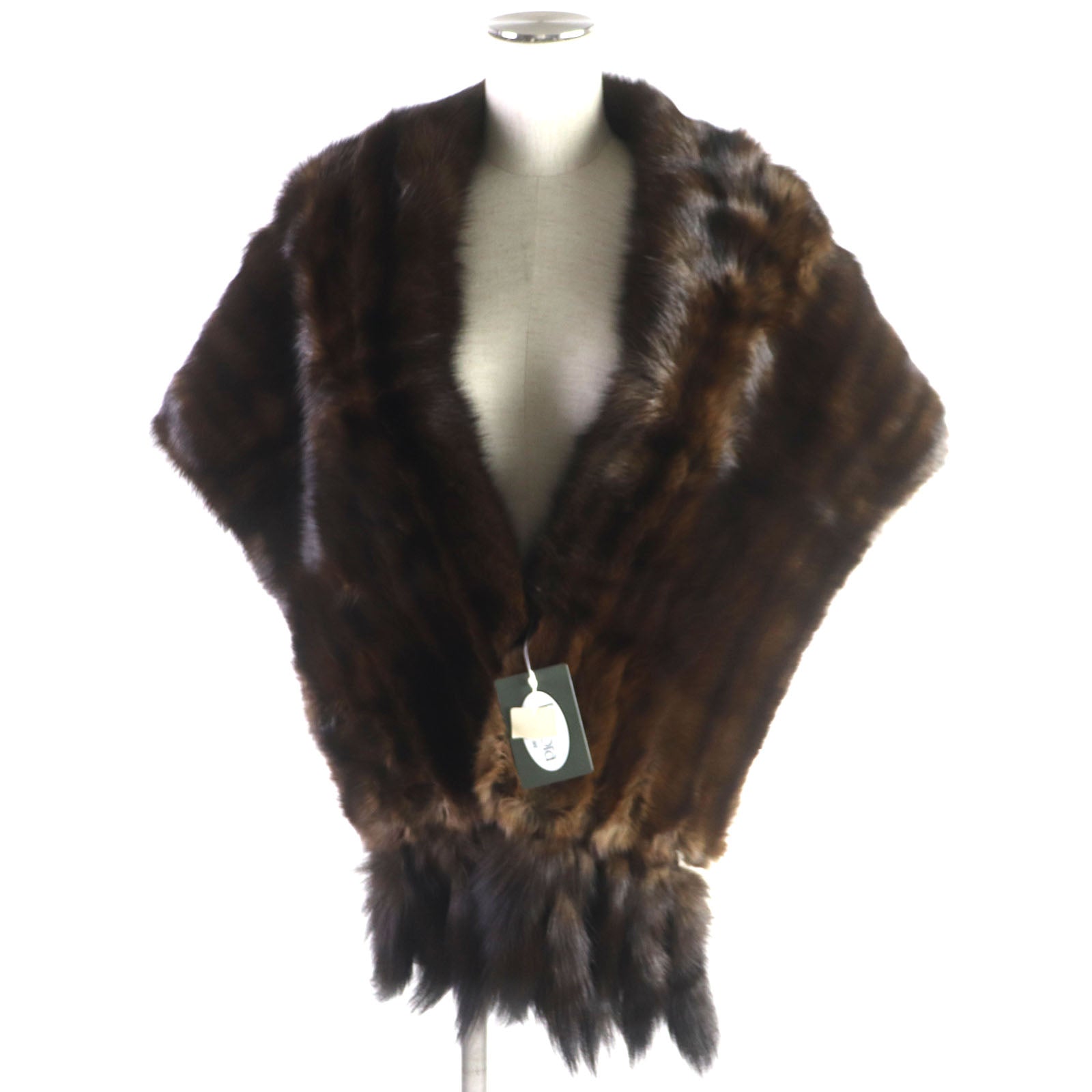 MOONBAT Russian Sable Fur Shawl Dark Brown