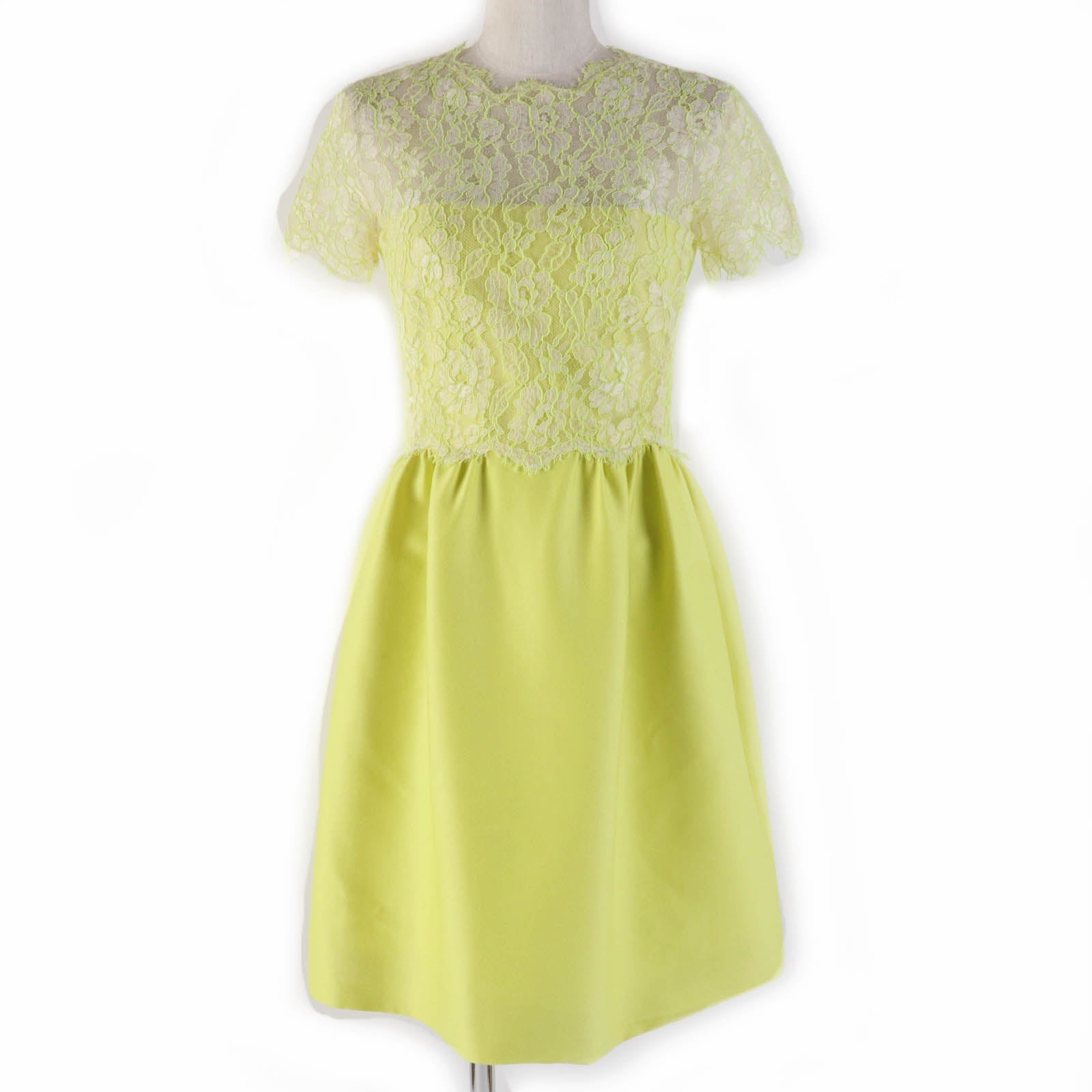 Valentino Lace Short Sleeve Dress Yellow 38