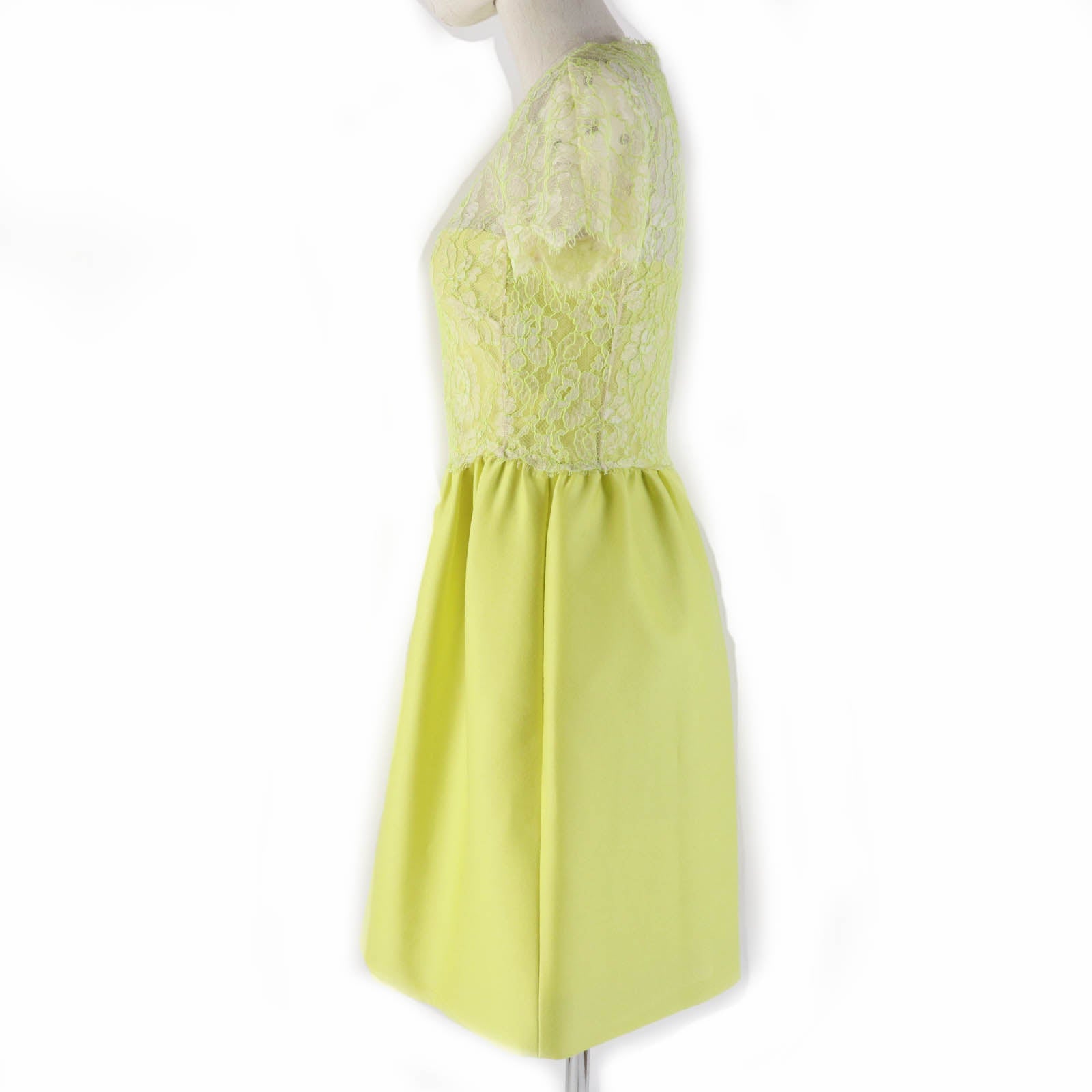 Valentino Lace Short Sleeve Dress Yellow 38