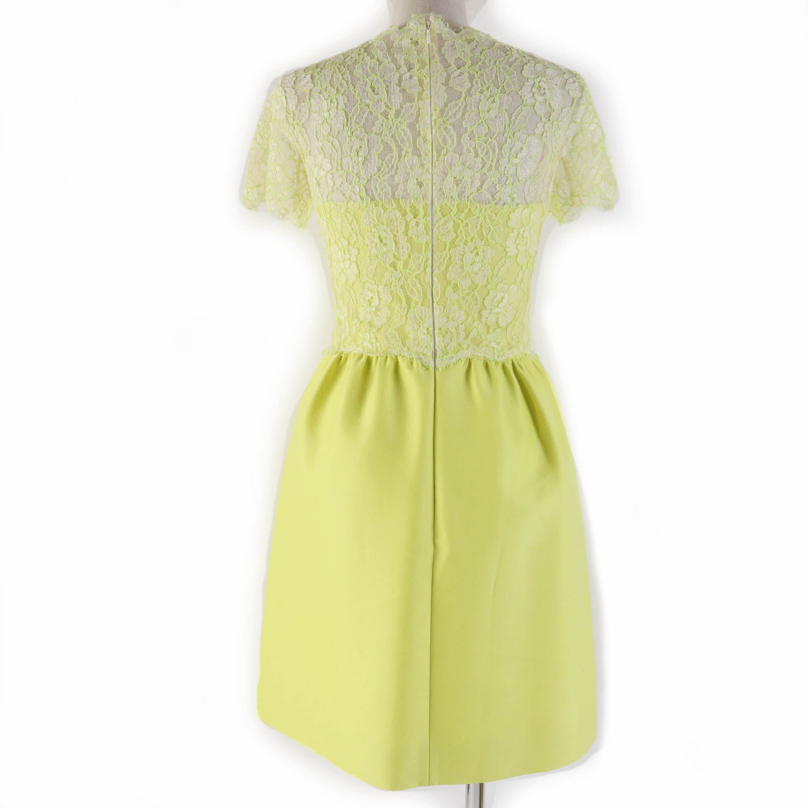 Valentino Lace Short Sleeve Dress Yellow 38