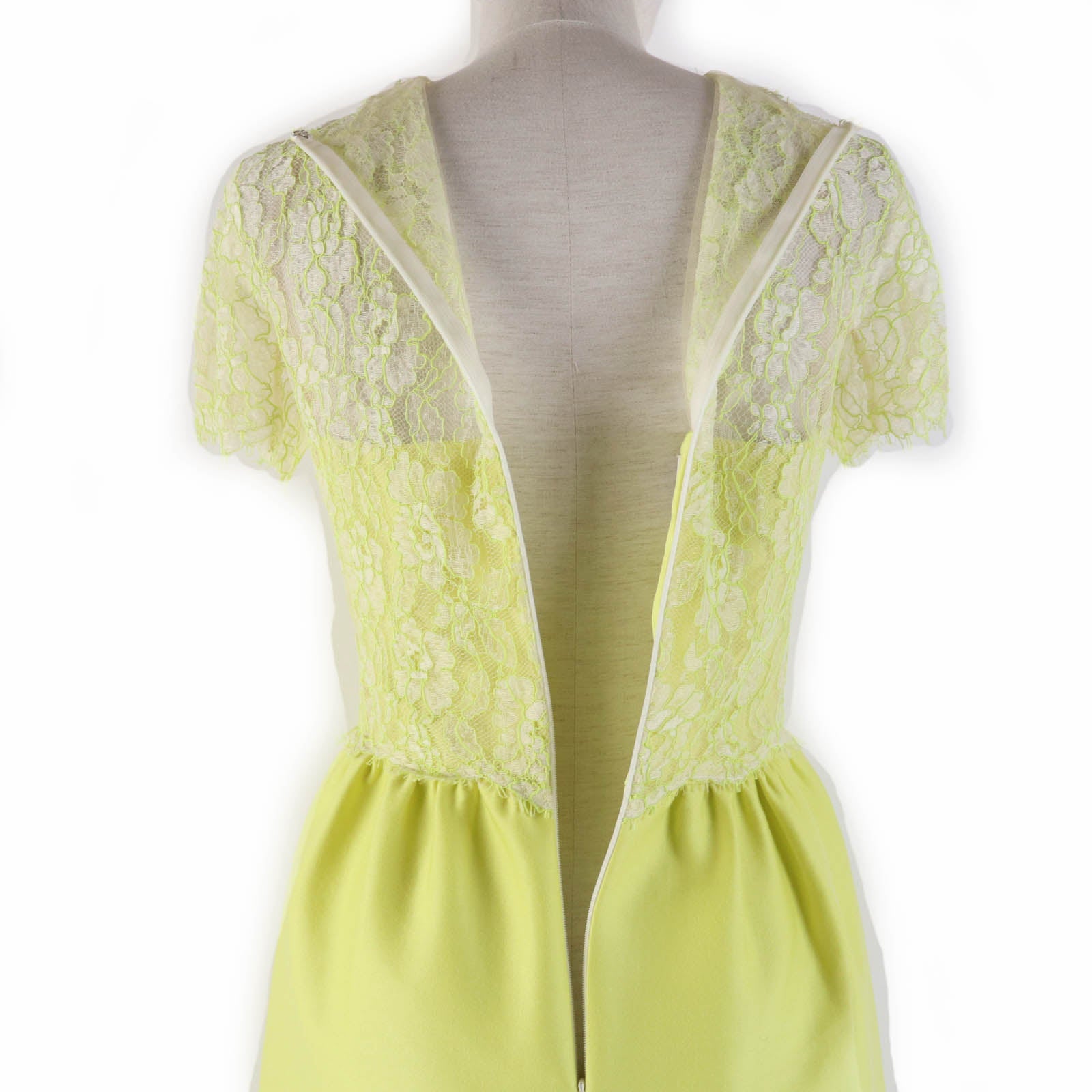 Valentino Lace Short Sleeve Dress Yellow 38