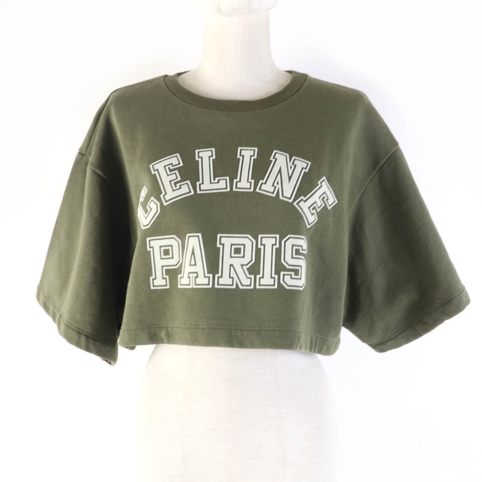 Celine Cotton Oversized Cropped T-shirt XS