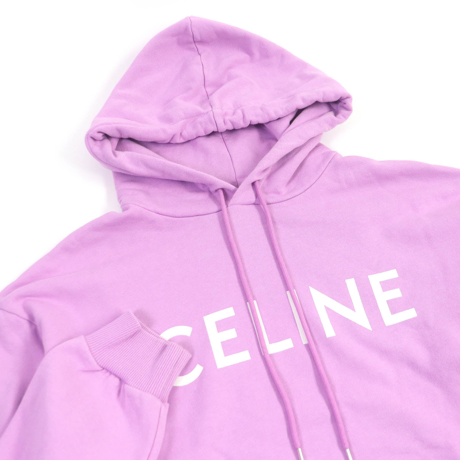 Celine Logo Print Hoodie Pullover Lavender M