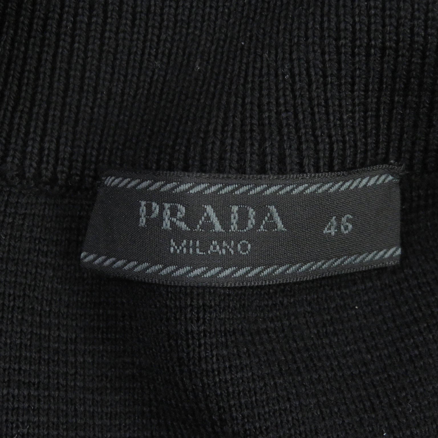 Prada Wool Zip-Up Knit Jacket Black