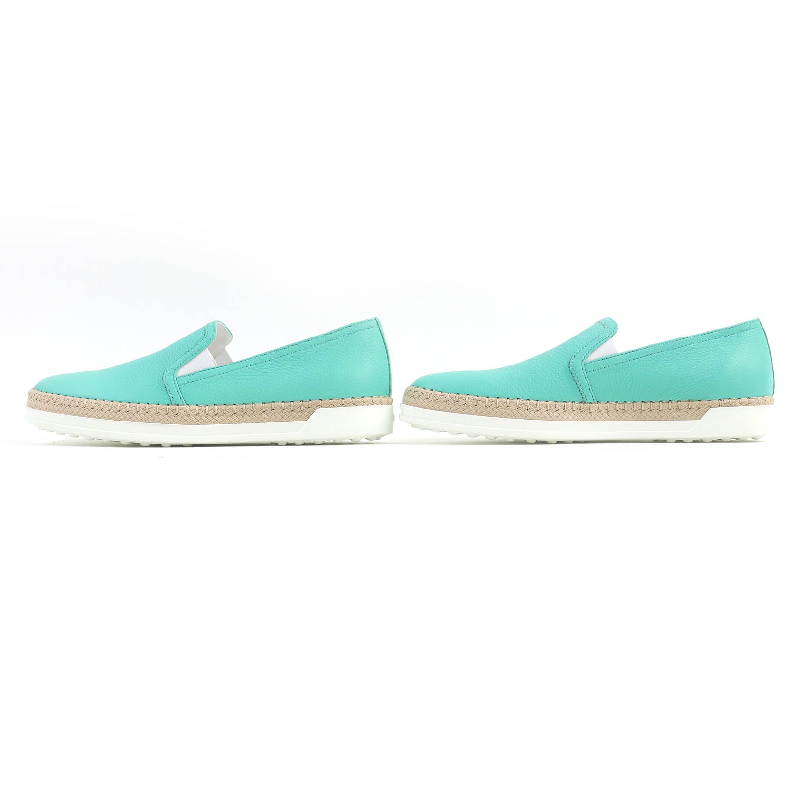 Tod's Leather Espadrilles Flats Emerald Green 38.5