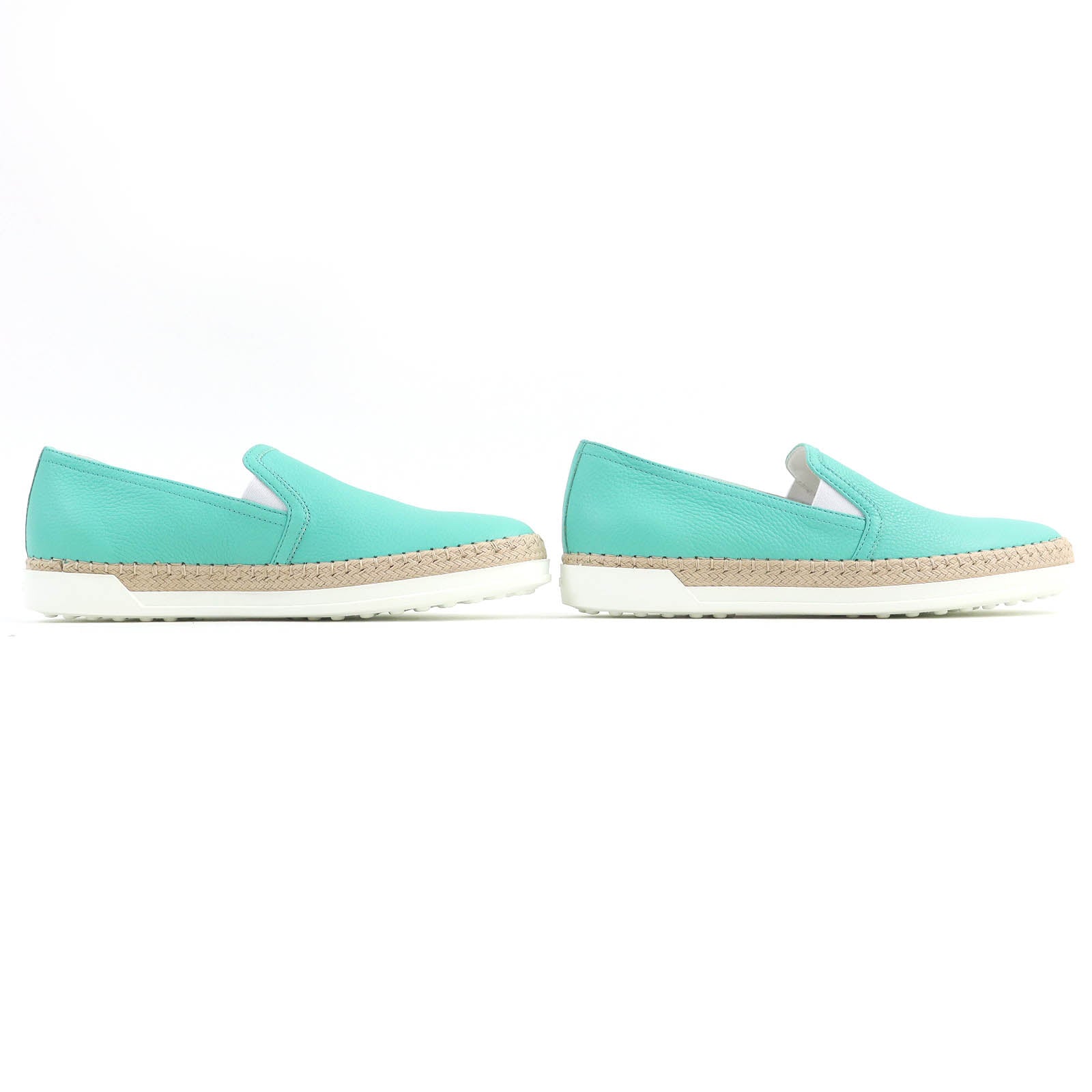 Tod's Leather Espadrilles Flats Emerald Green 38.5