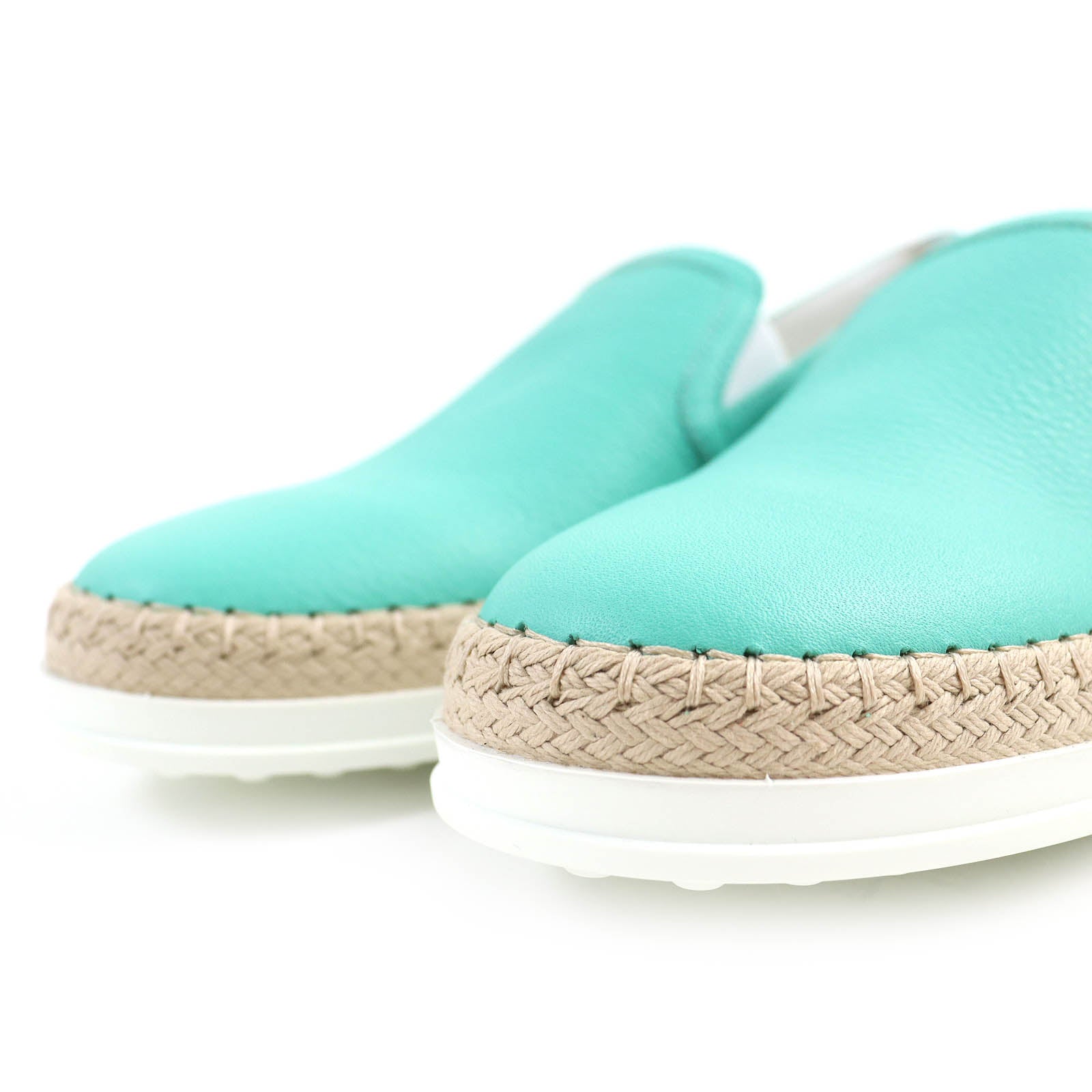 Tod's Leather Espadrilles Flats Emerald Green 38.5