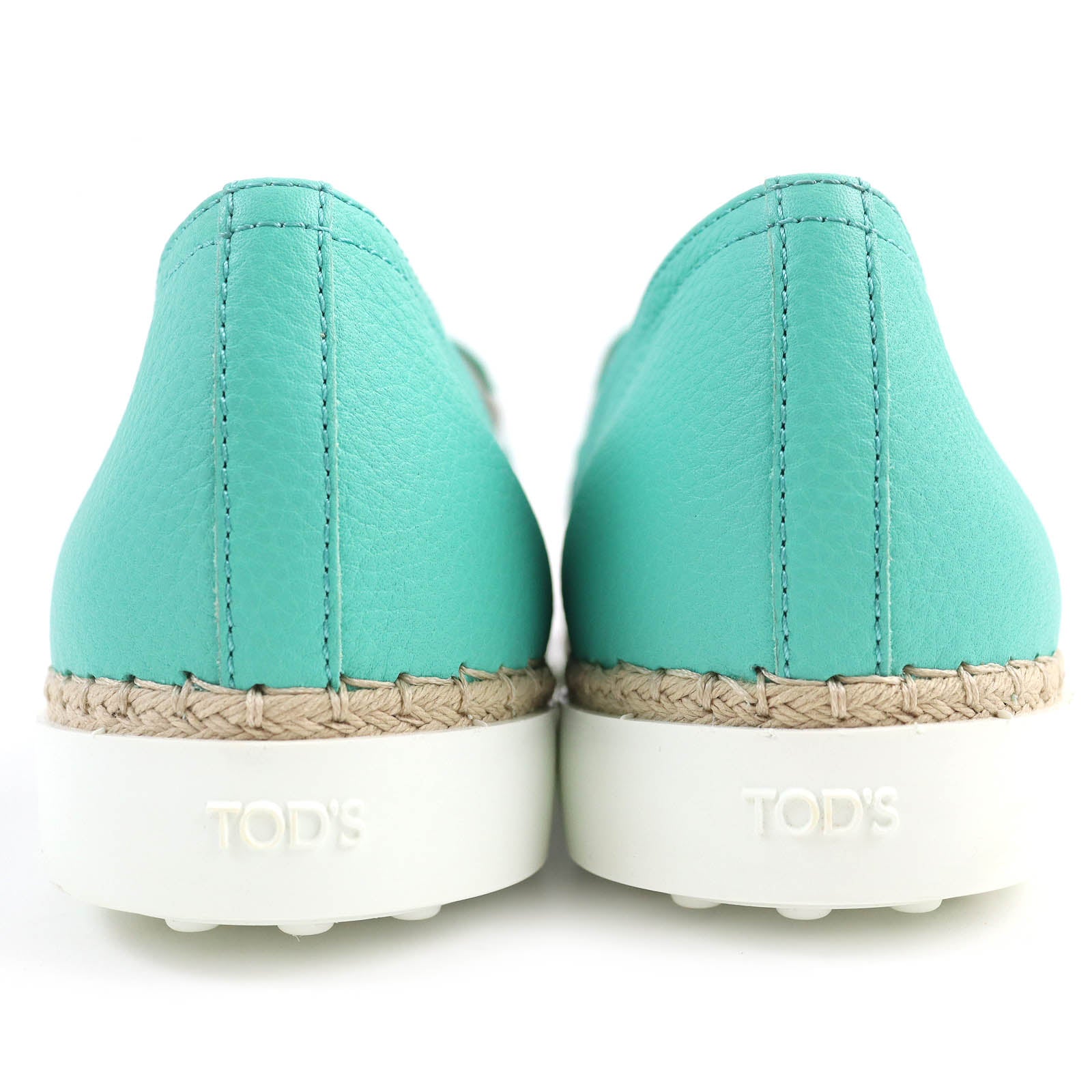 Tod's Leather Espadrilles Flats Emerald Green 38.5