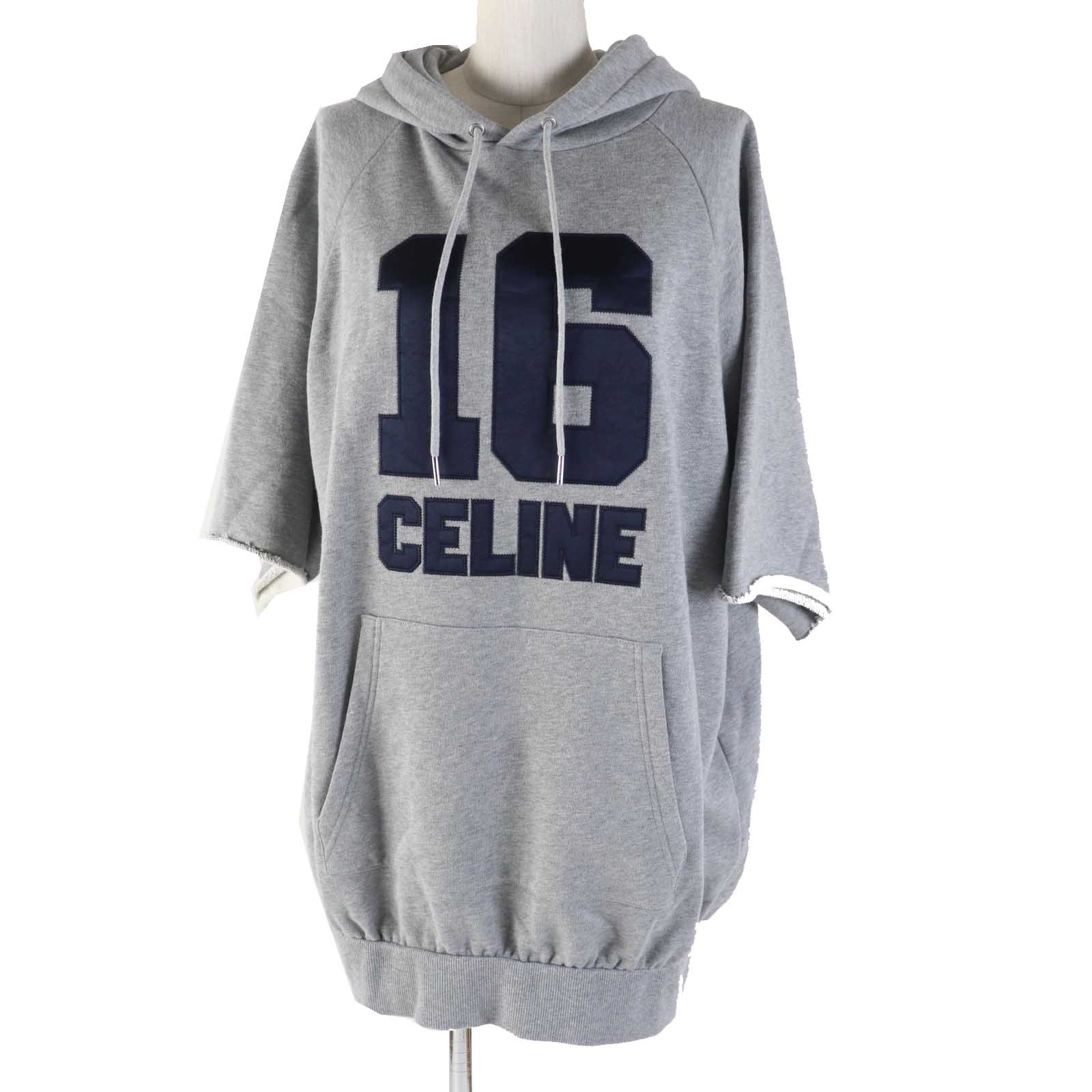 Celine Cotton Patch Oversized Hoodie Dress XS