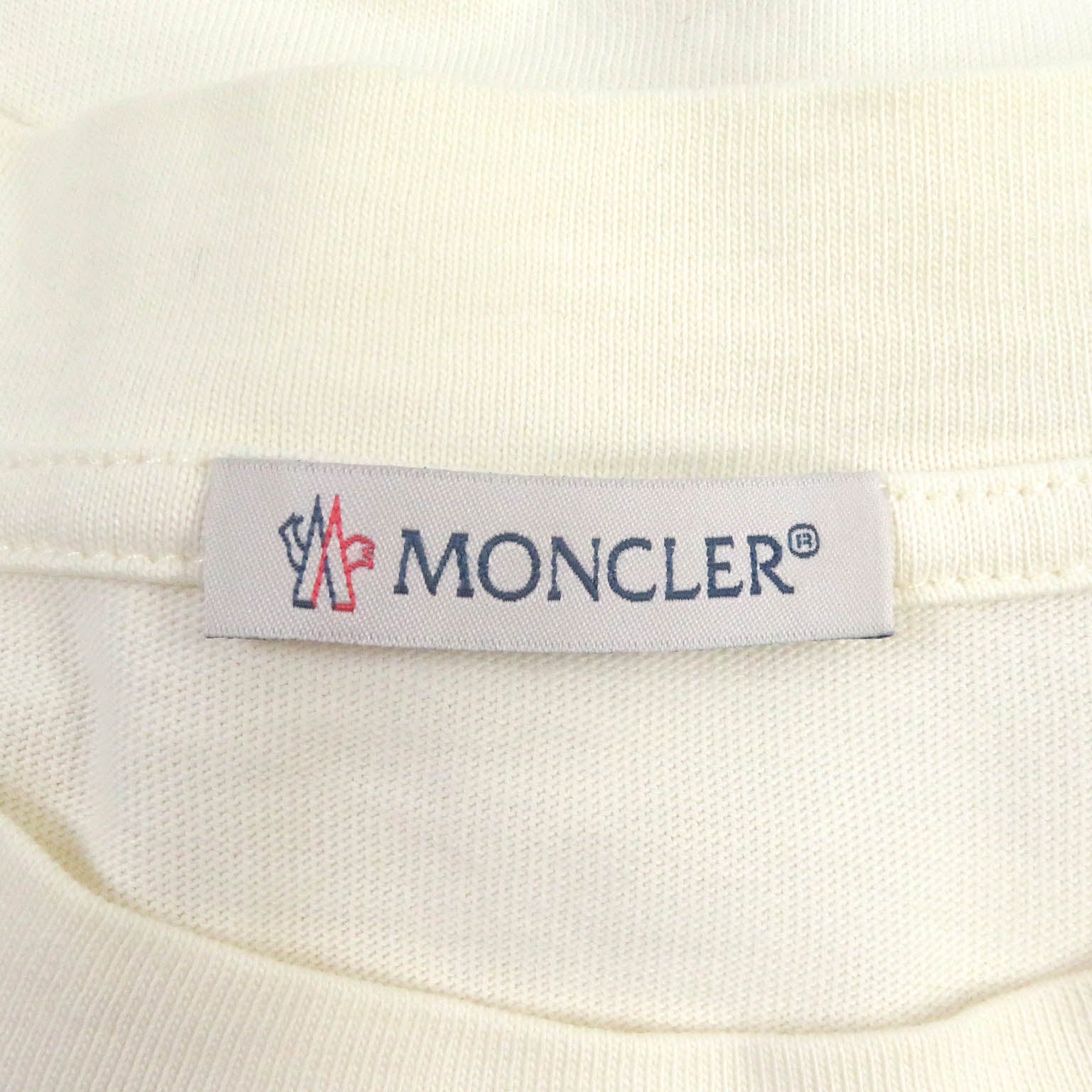 Moncler Logo Print Crew Neck T-Shirt Ivory L