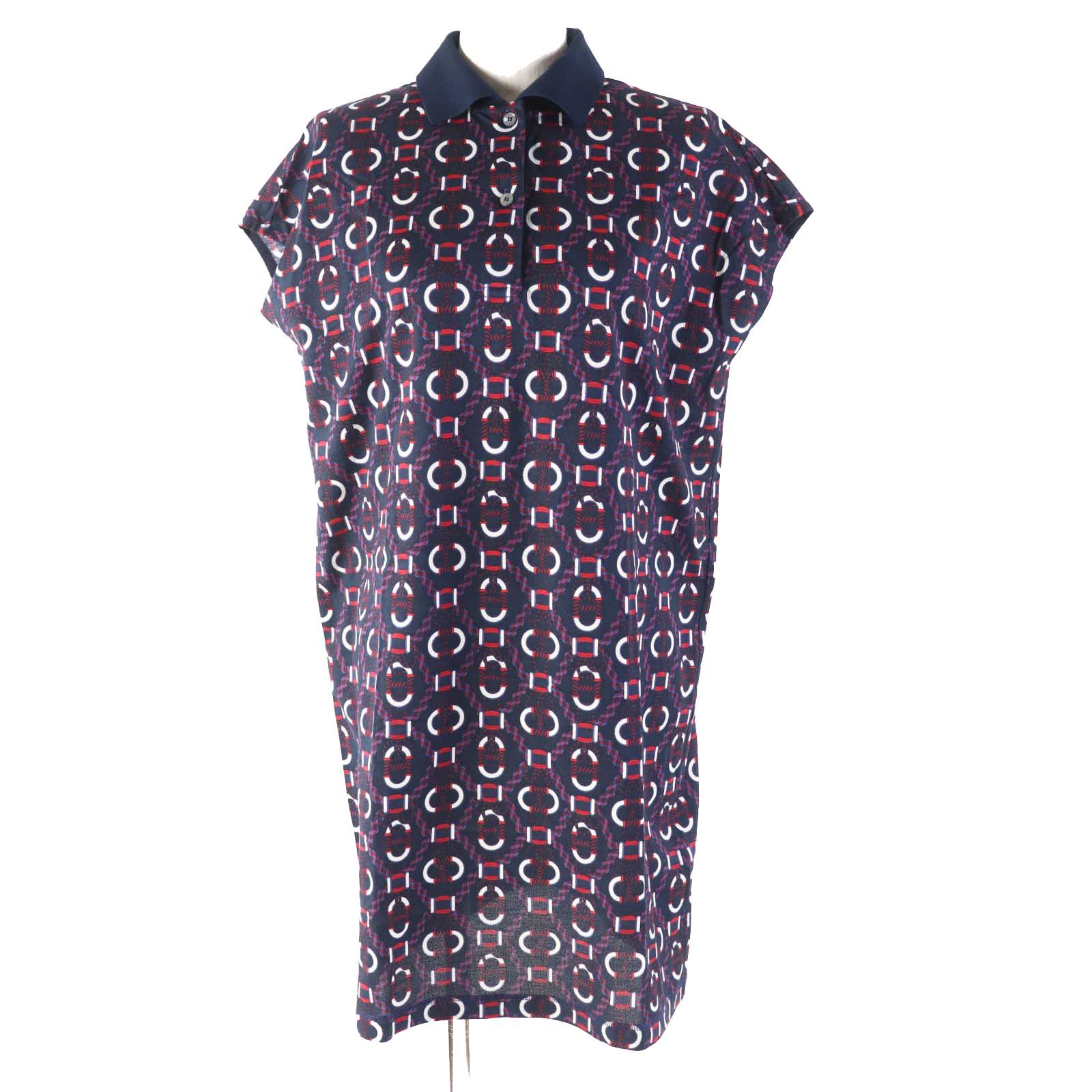 Hermes Cotton Print Polo Dress 34