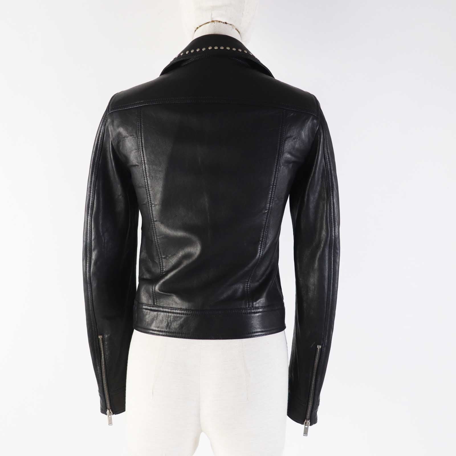 Saint Laurent Leather Jacket, Multi-Pin Badge, Black