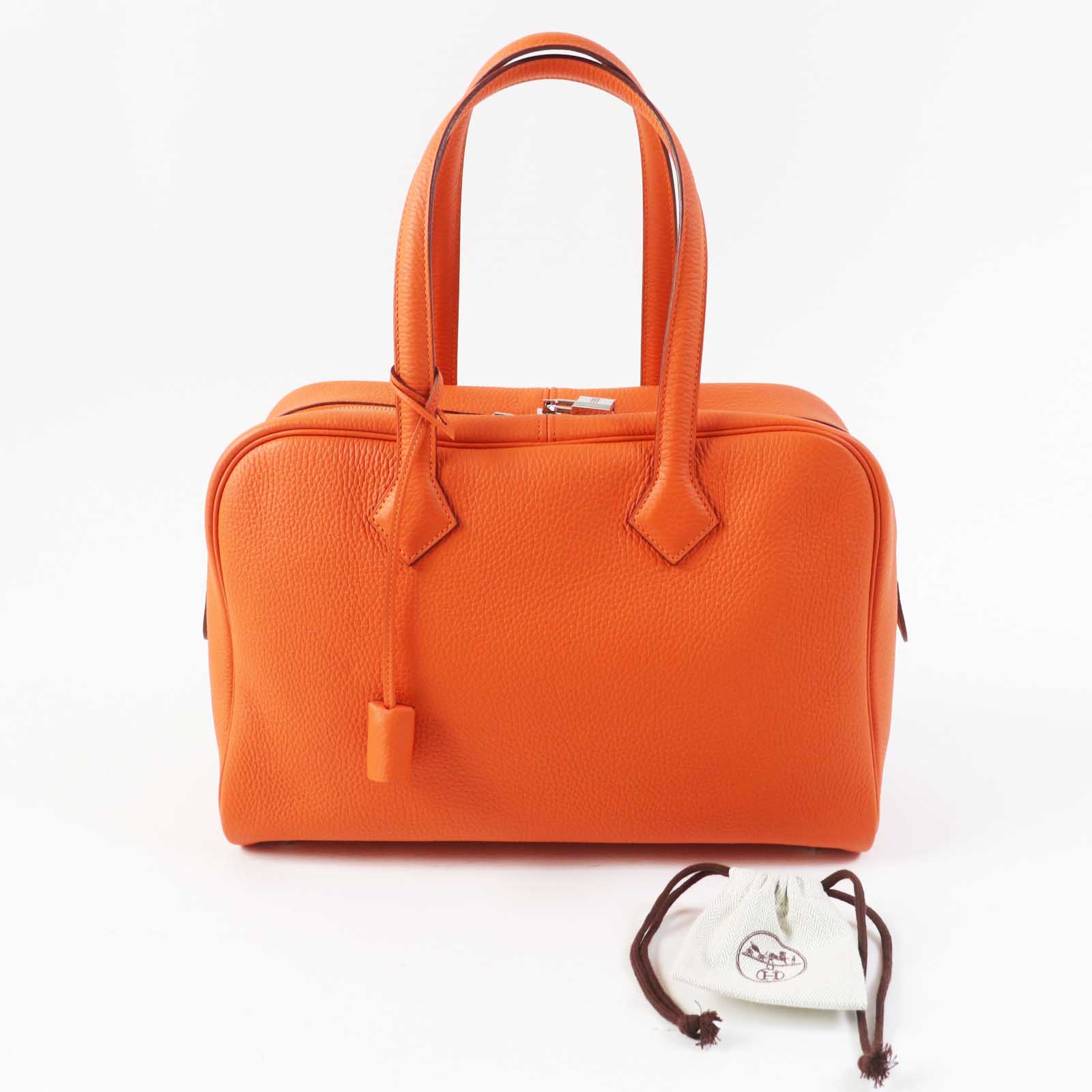 Hermes Victoria 35 Clemence Boston Bag Orange