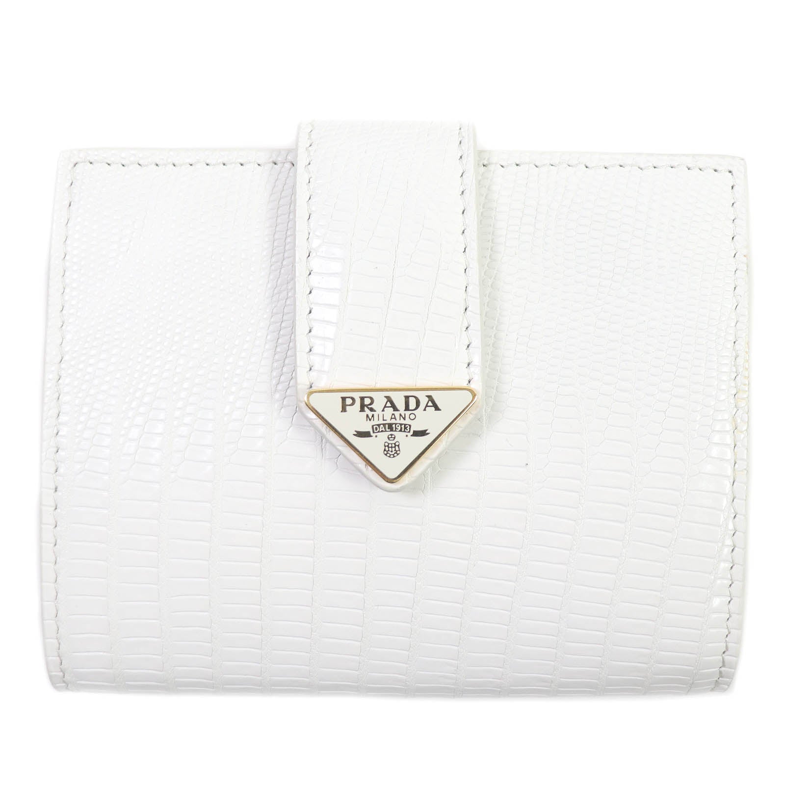 Prada Lizard Triangle Logo Compact Wallet