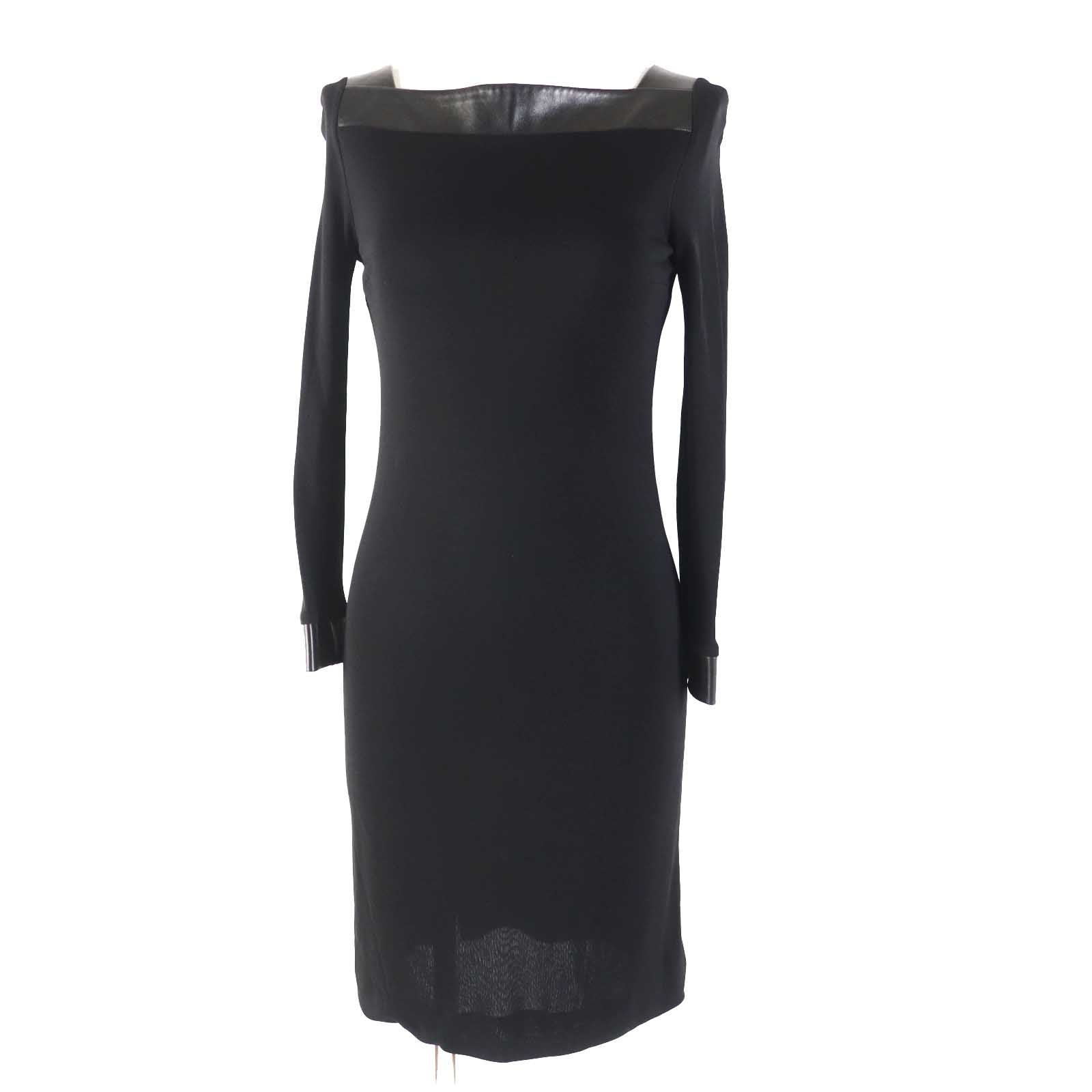 Gucci Rayon Lamb Leather Dress Black XS