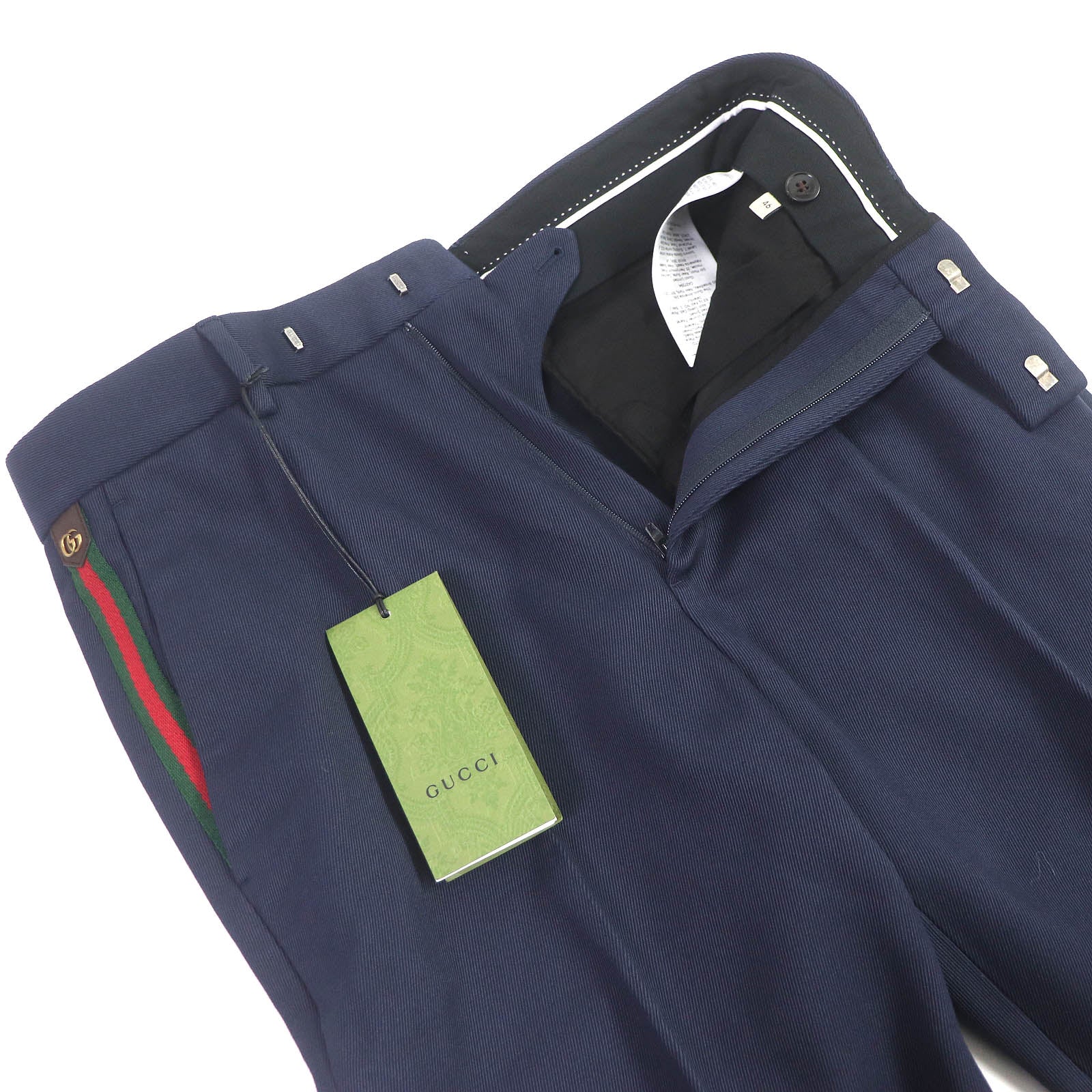 Gucci GG Logo Cotton Ankle Pants Navy 46