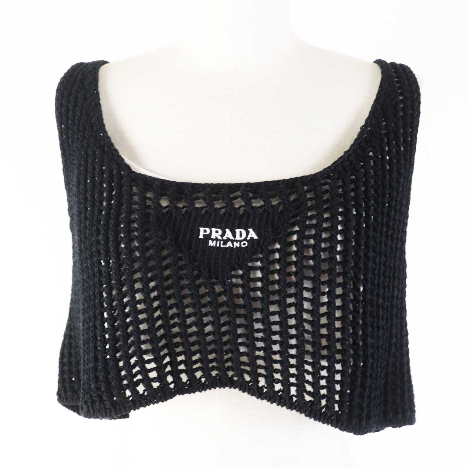 Prada Triangle Logo Mesh Sleeveless Top