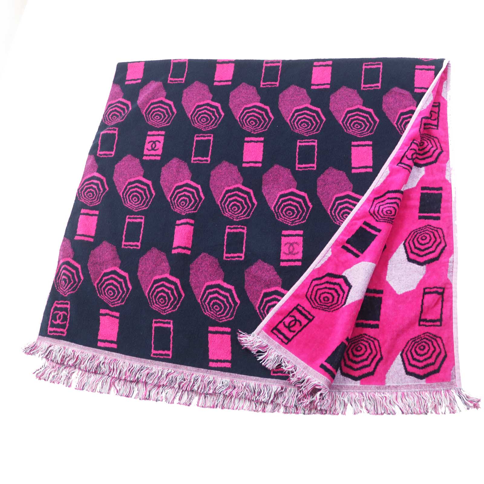 Chanel COCO Mark Beach Towel Navy Pink