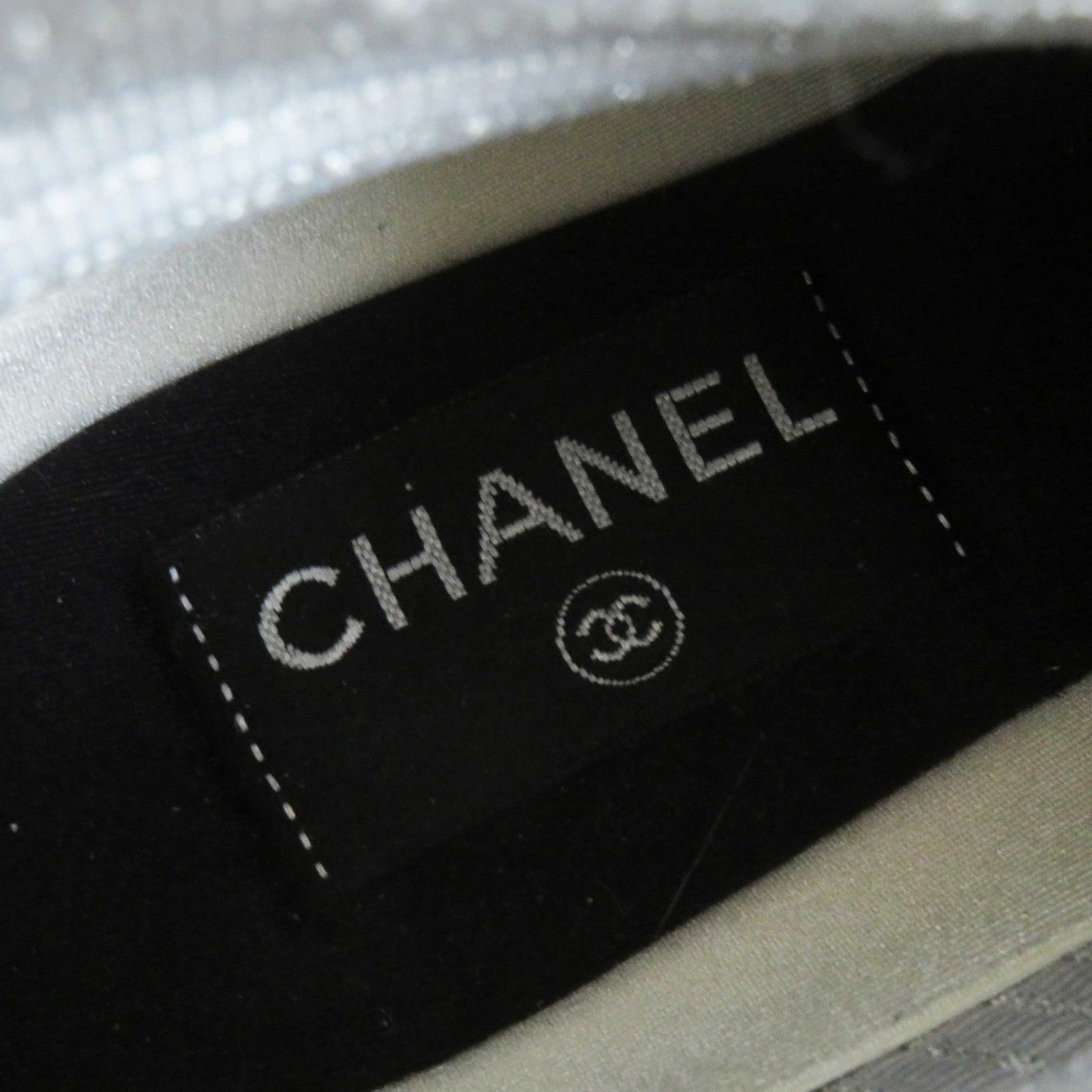 Chanel COCO Mark Knit Sneakers Gray 37.5