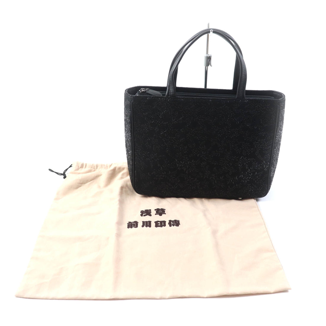 Asakusa Maekawa Inden Deerskin Handbag Black