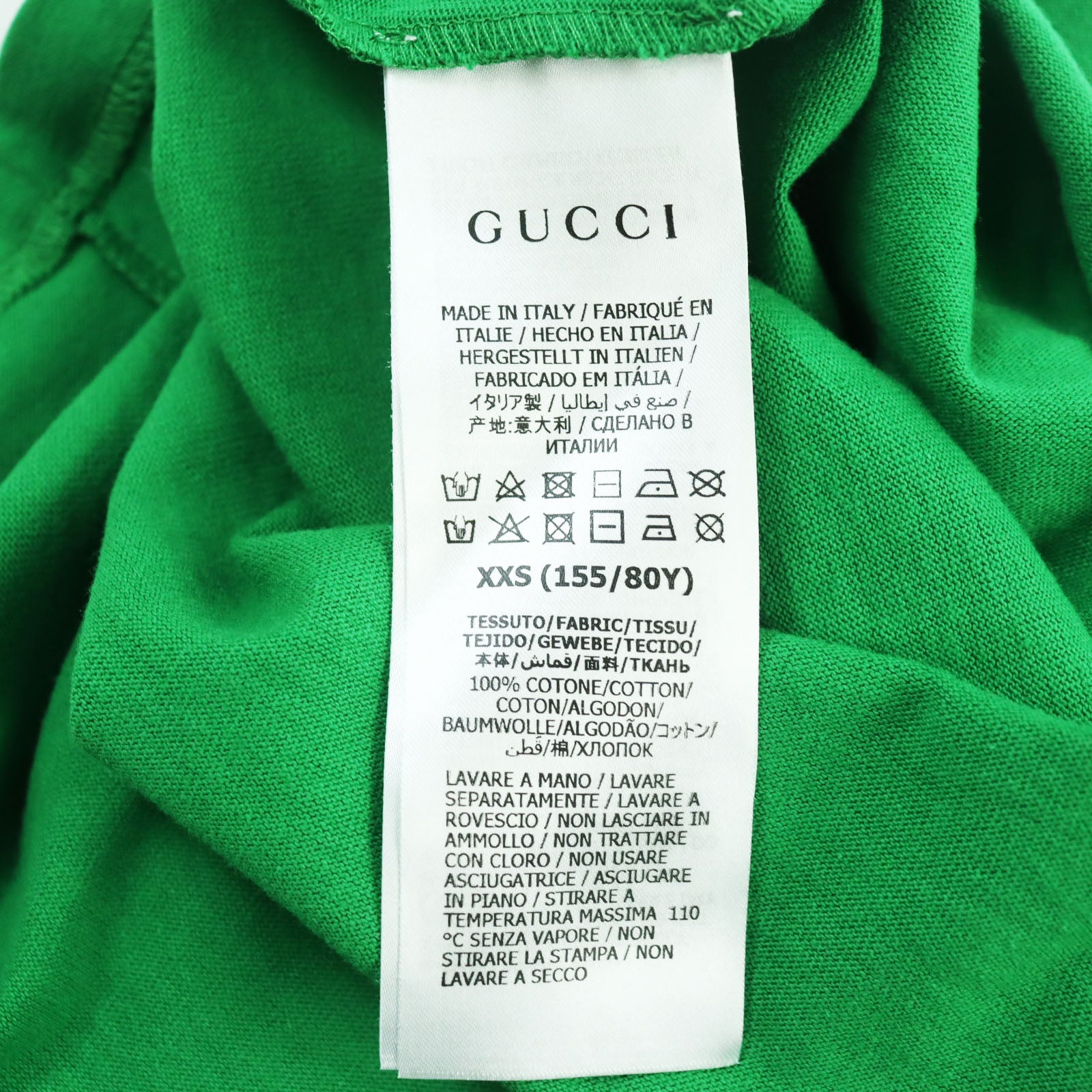 Gucci Cotton Print T-Shirt Green XXS