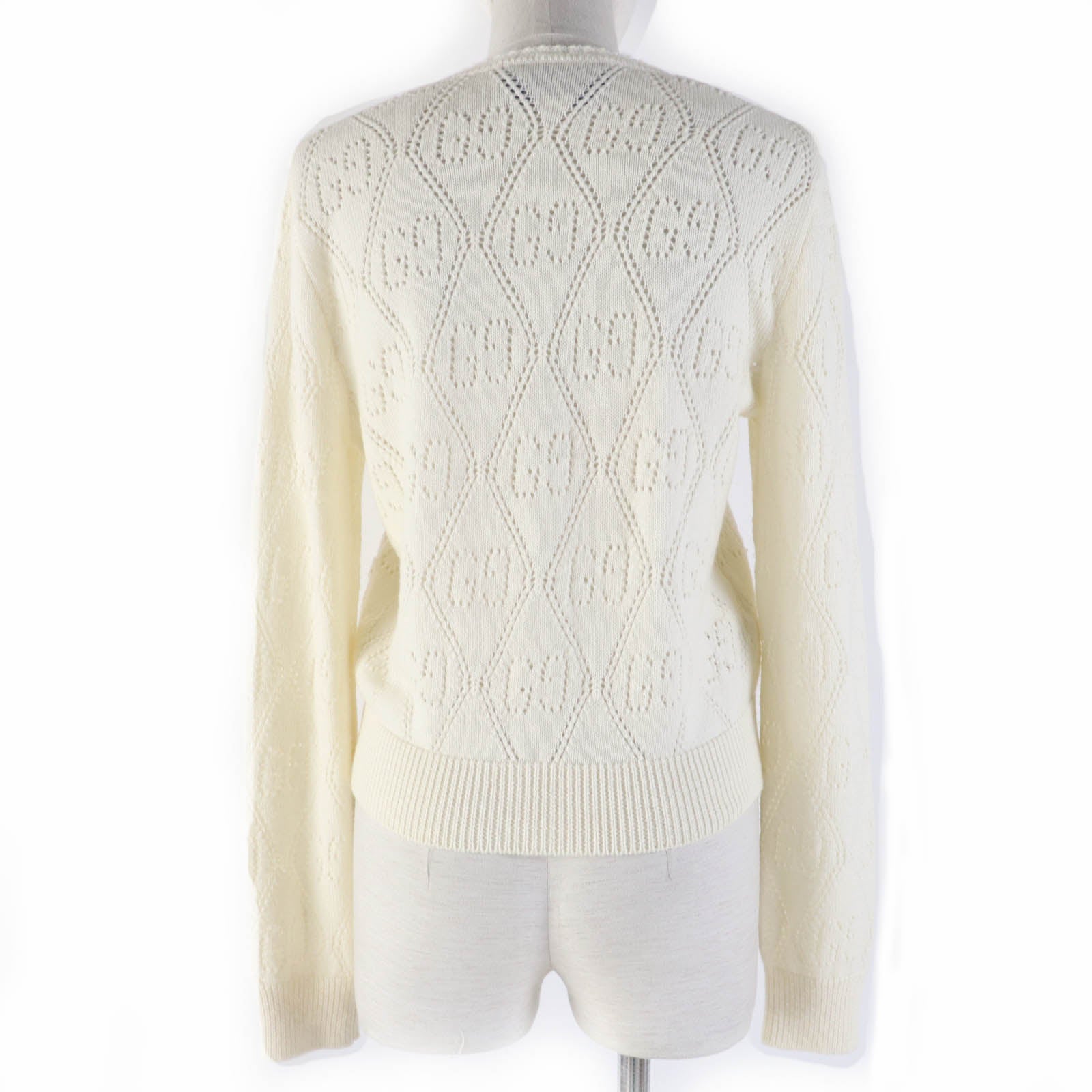 Gucci Wool GG Knit Cardigan XS Ivory