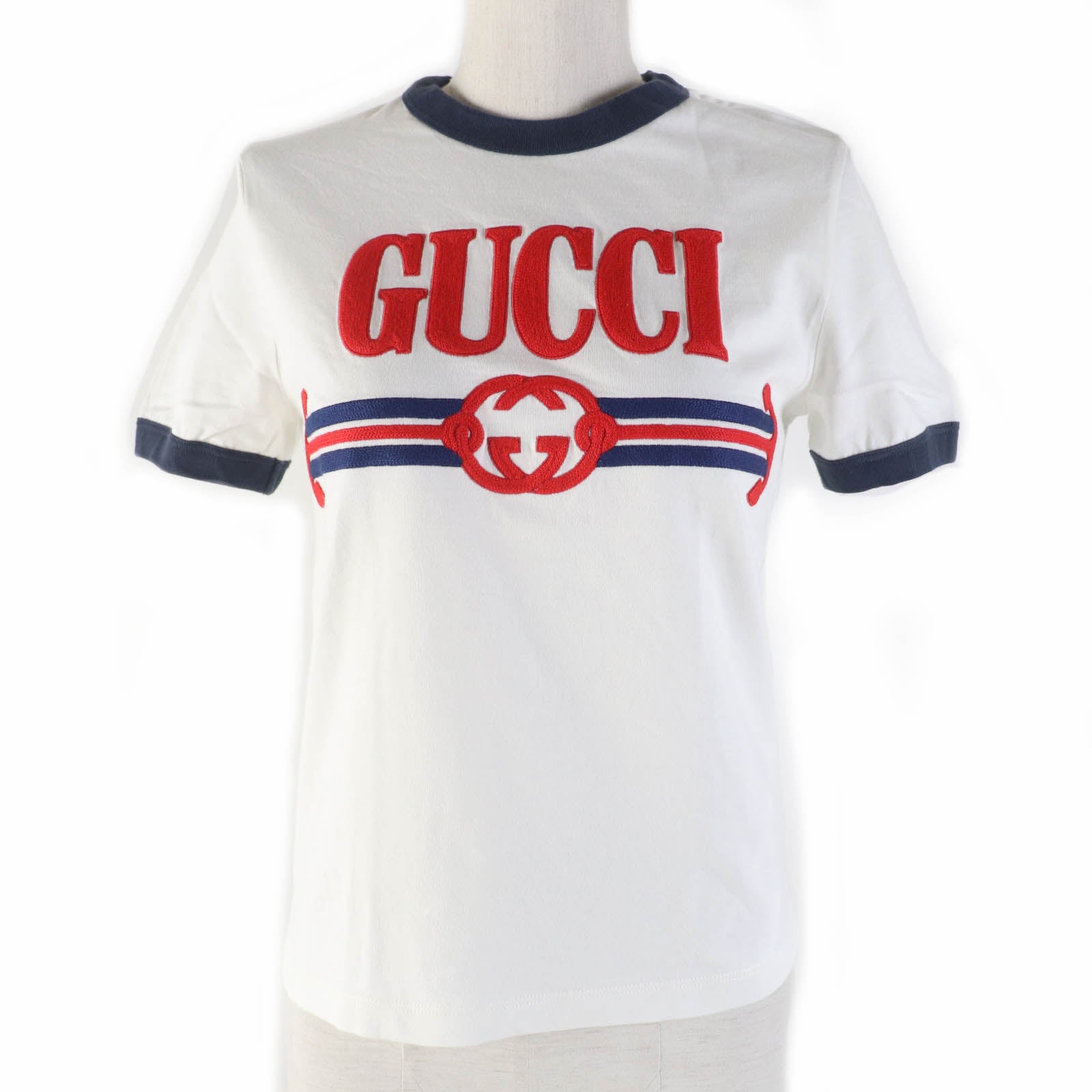 GUCCI Cotton Embroidered Logo T-shirt White S