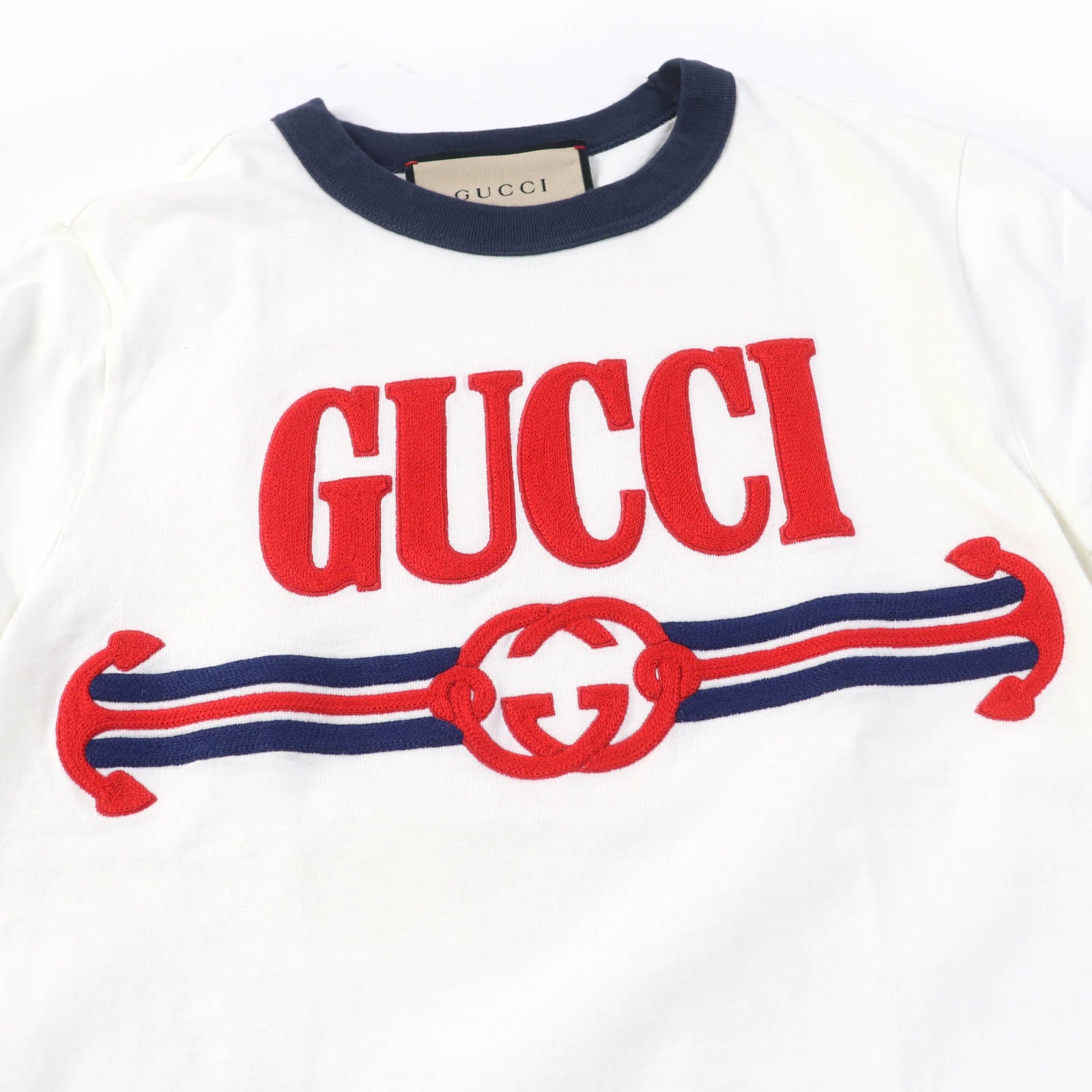 GUCCI Cotton Embroidered Logo T-shirt White S