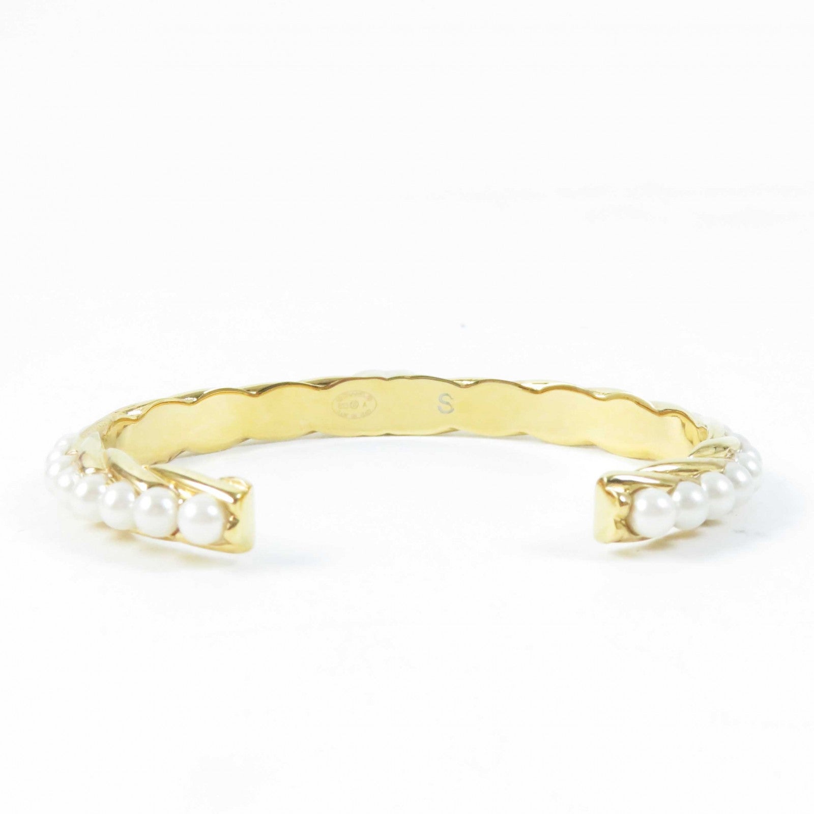 Chanel Pearl Bracelet Bangle Gold S