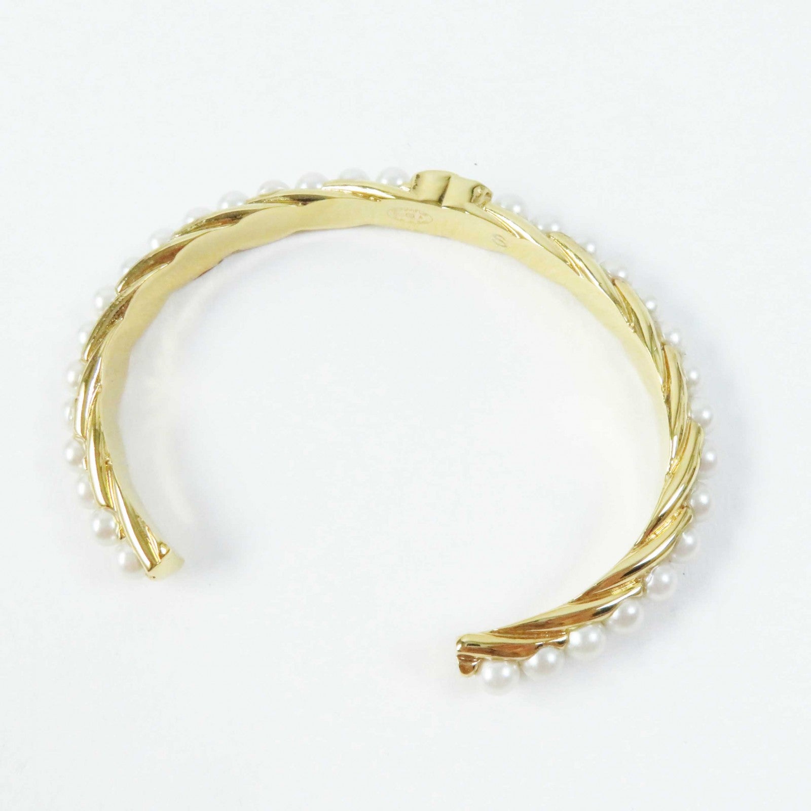 Chanel Pearl Bracelet Bangle Gold S