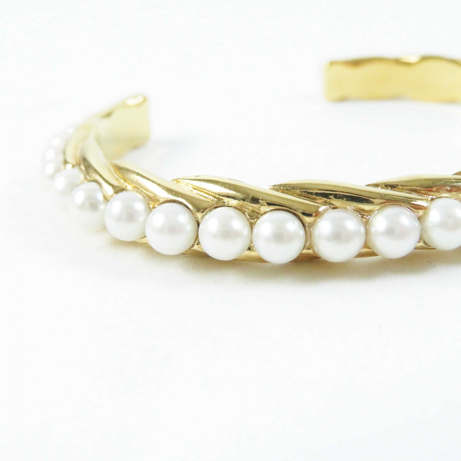 Chanel Pearl Bracelet Bangle Gold S