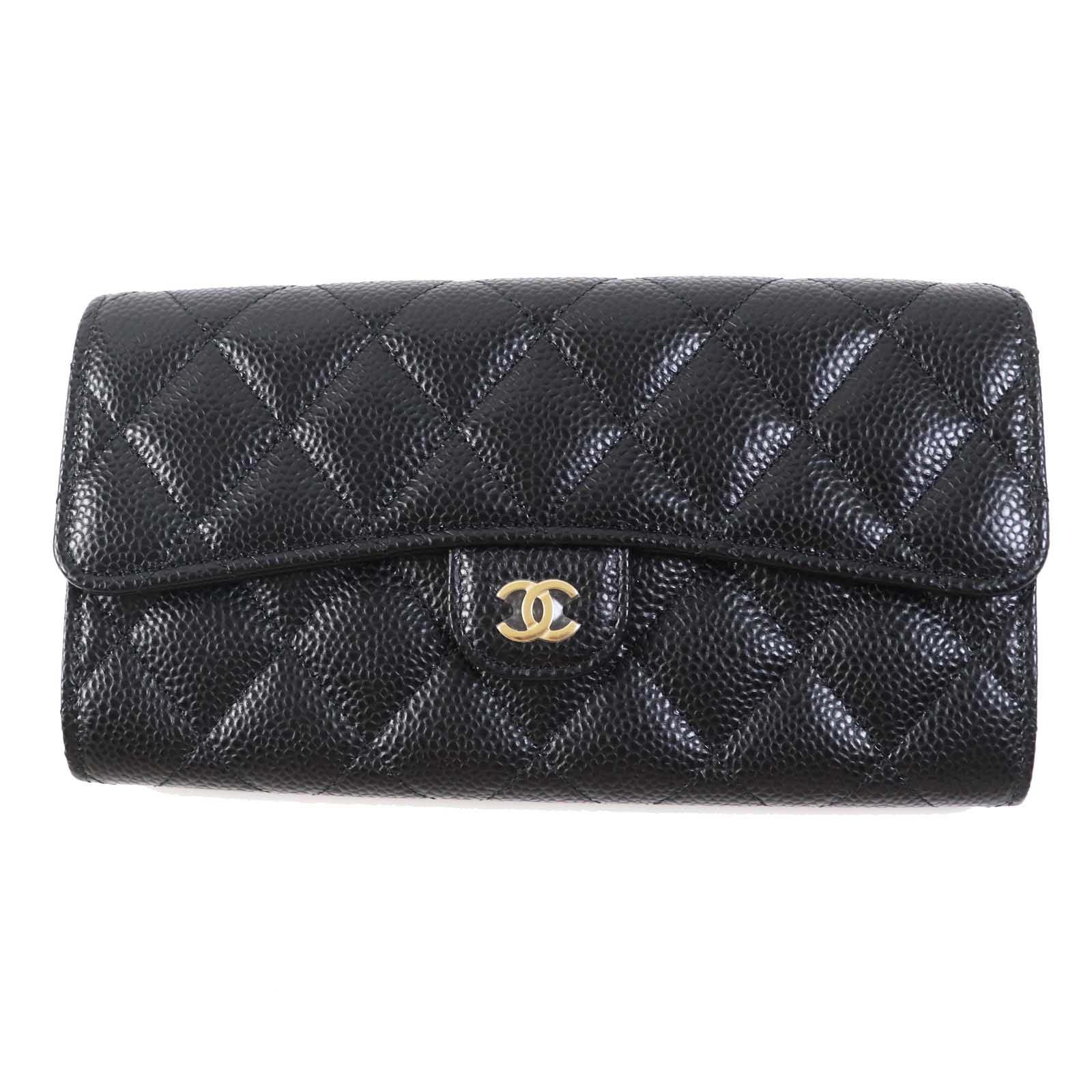 Chanel Classic Long Flap Wallet Caviar Skin