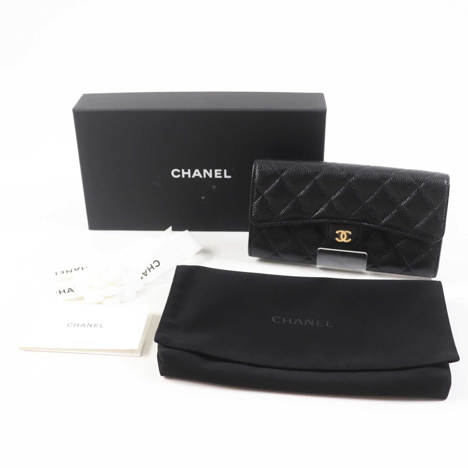 Chanel Classic Long Flap Wallet Caviar Skin