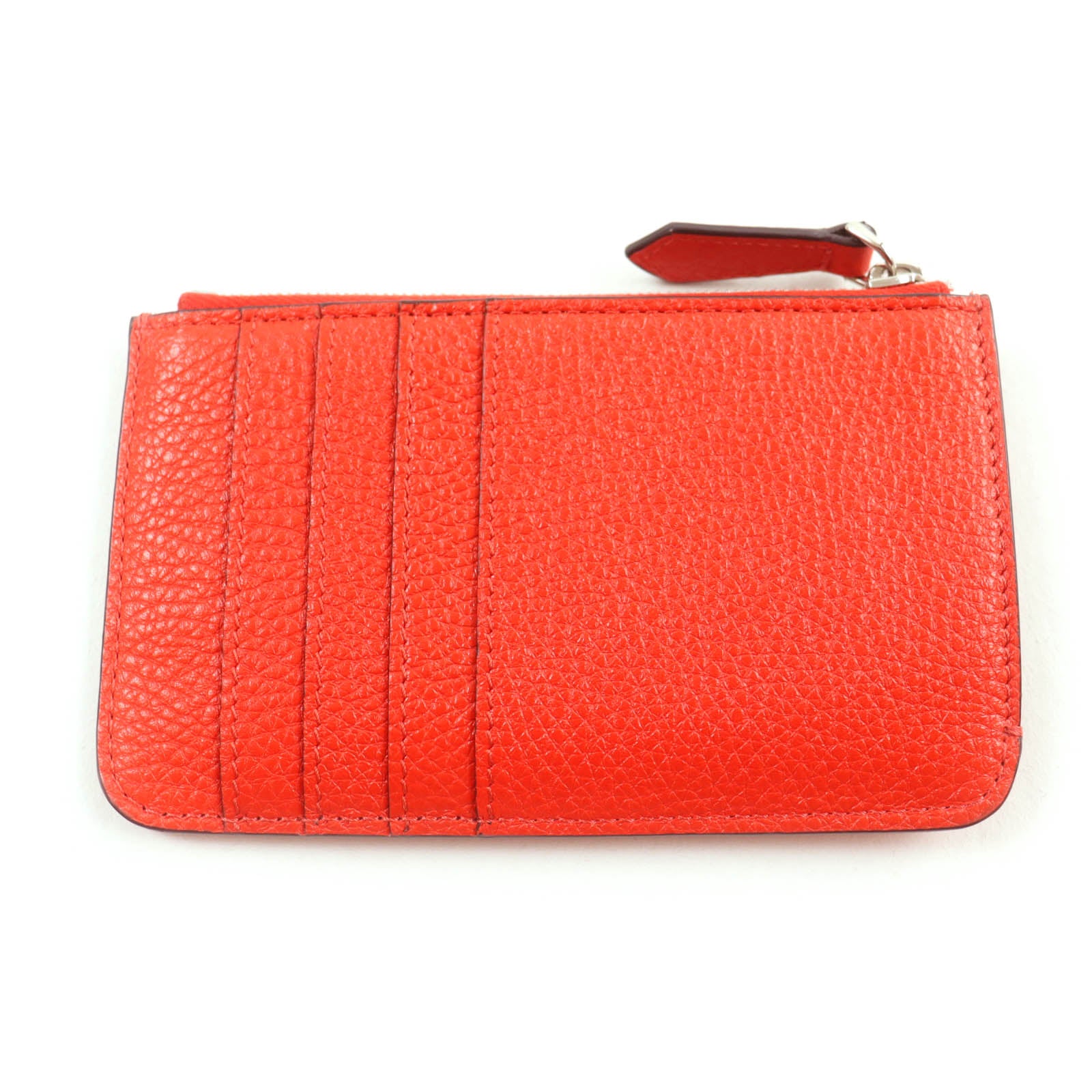 Fendi Leather Logo Keyring Coin Case Red