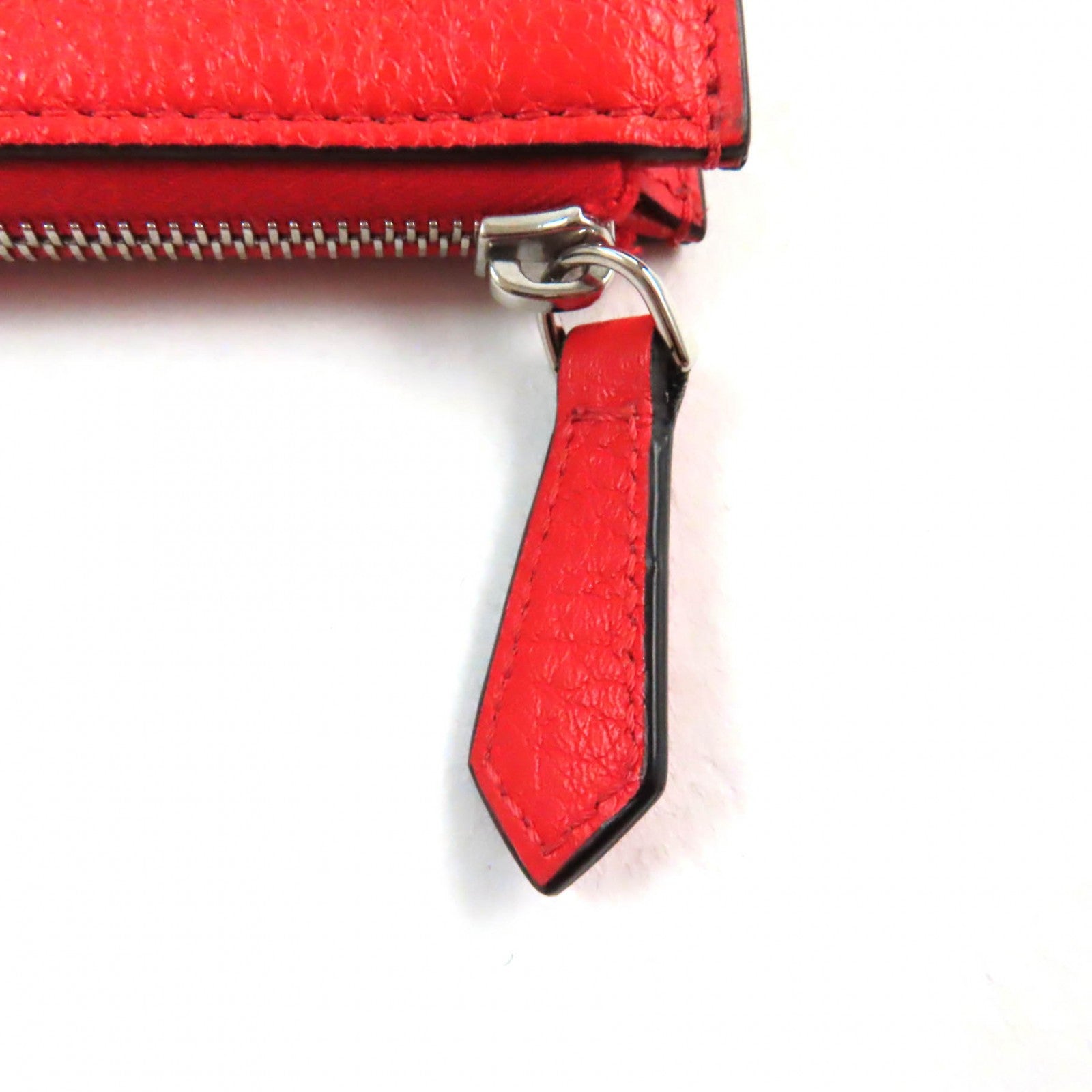 Fendi Leather Logo Keyring Coin Case Red