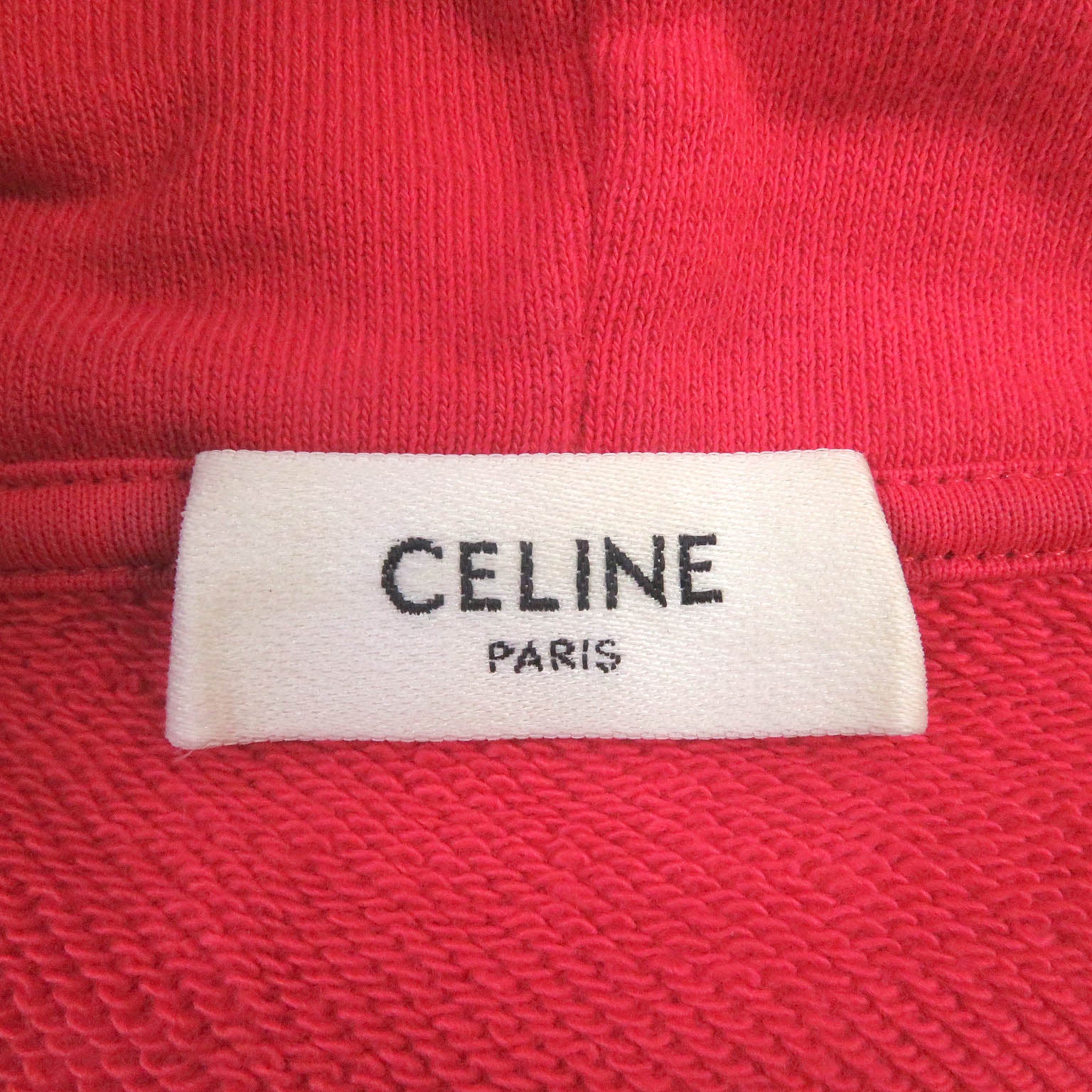 Celine Logo Print Cotton Hoodie Red L