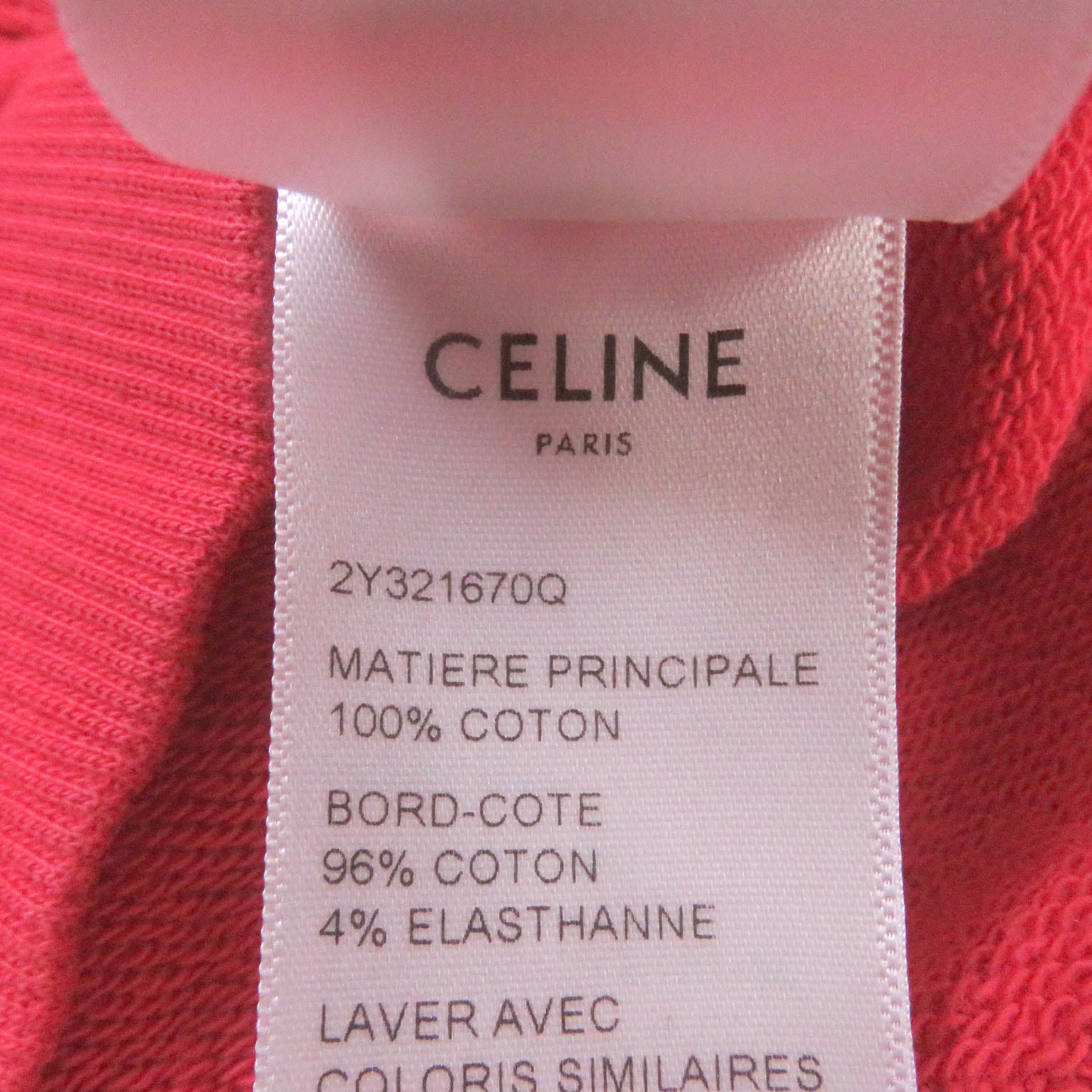 Celine Logo Print Cotton Hoodie Red L