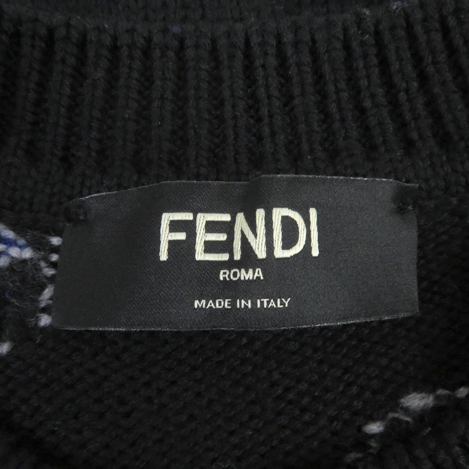 Fendi Wool FF Logo Crew Neck Sweater Black